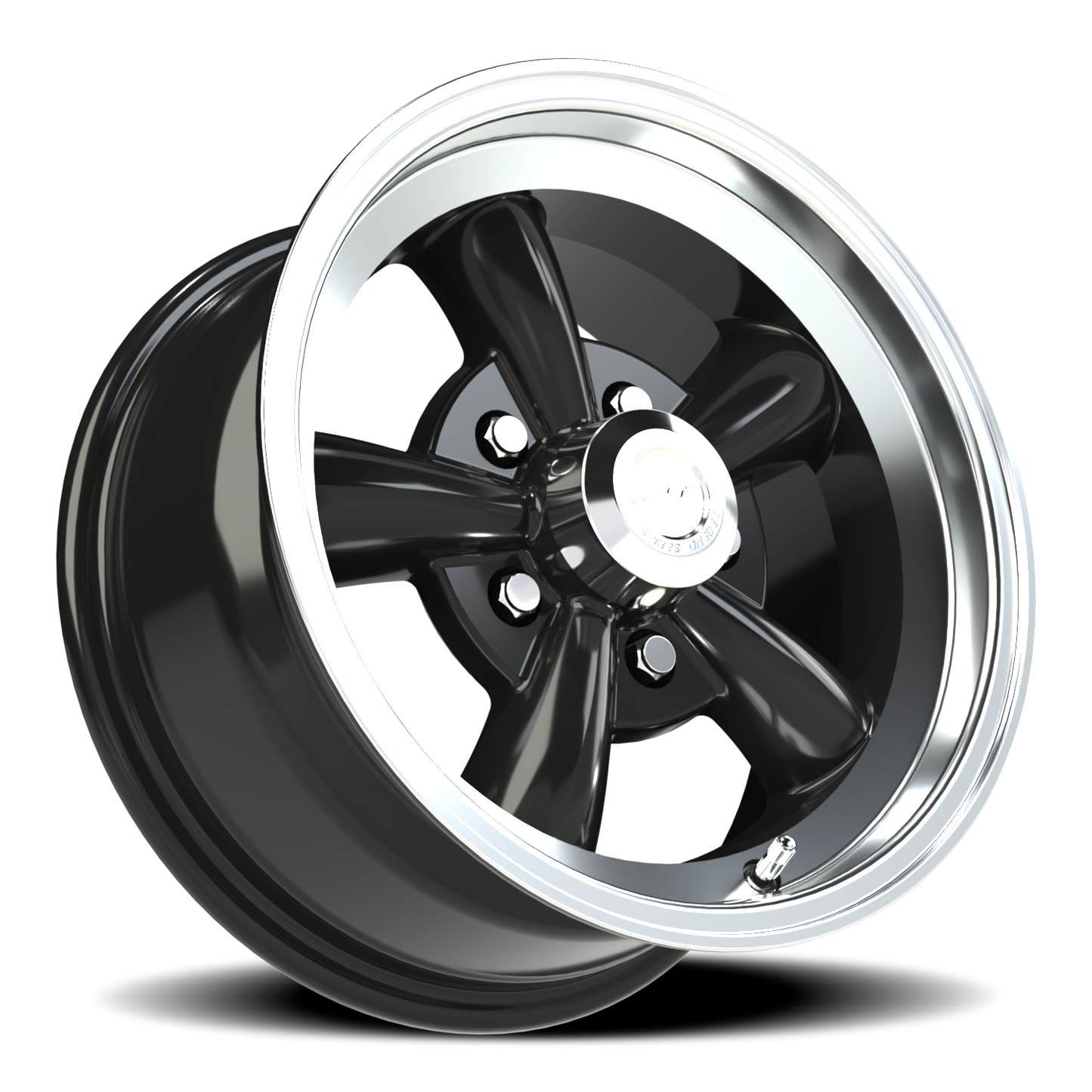 Vision 5 15X7 Gloss Black Machined Lip Wheel