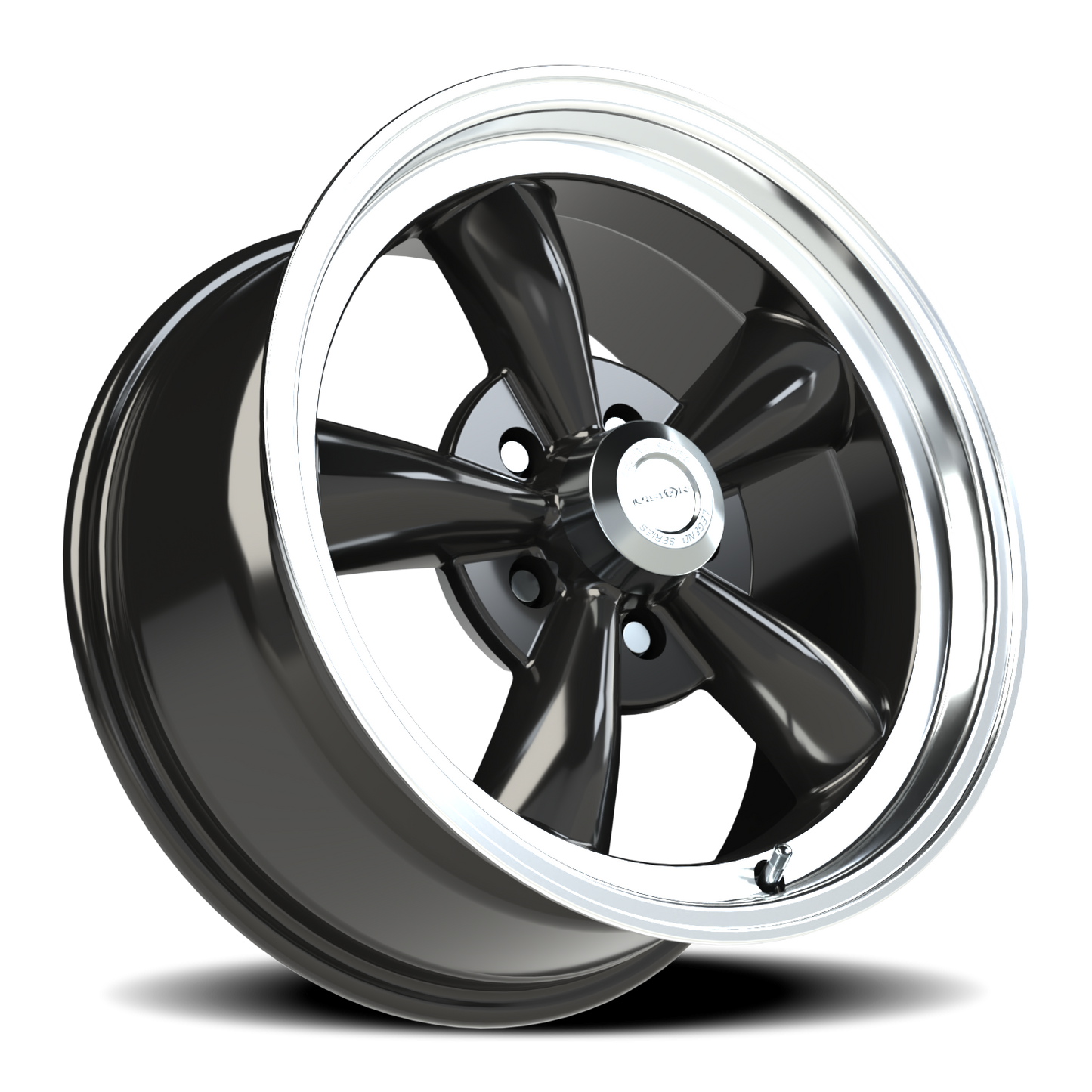Vision 5 17X8 Gloss Black Machined Lip Wheel