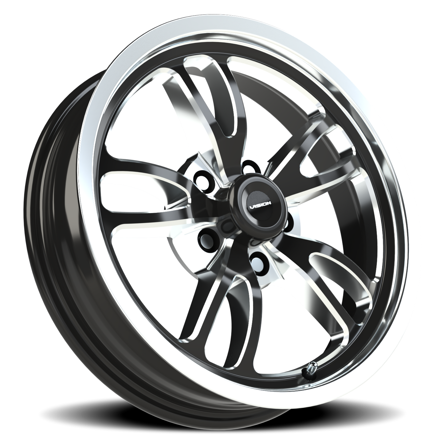 Vision Patriot 17X4.5 Gloss Black Milled Spoke Polished Lip Wheel