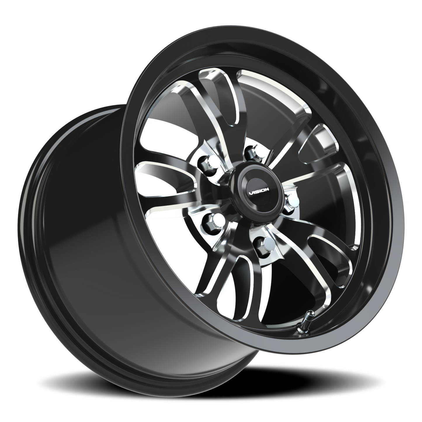 Vision Patriot 15X10 Gloss Black Milled Spoke Wheel