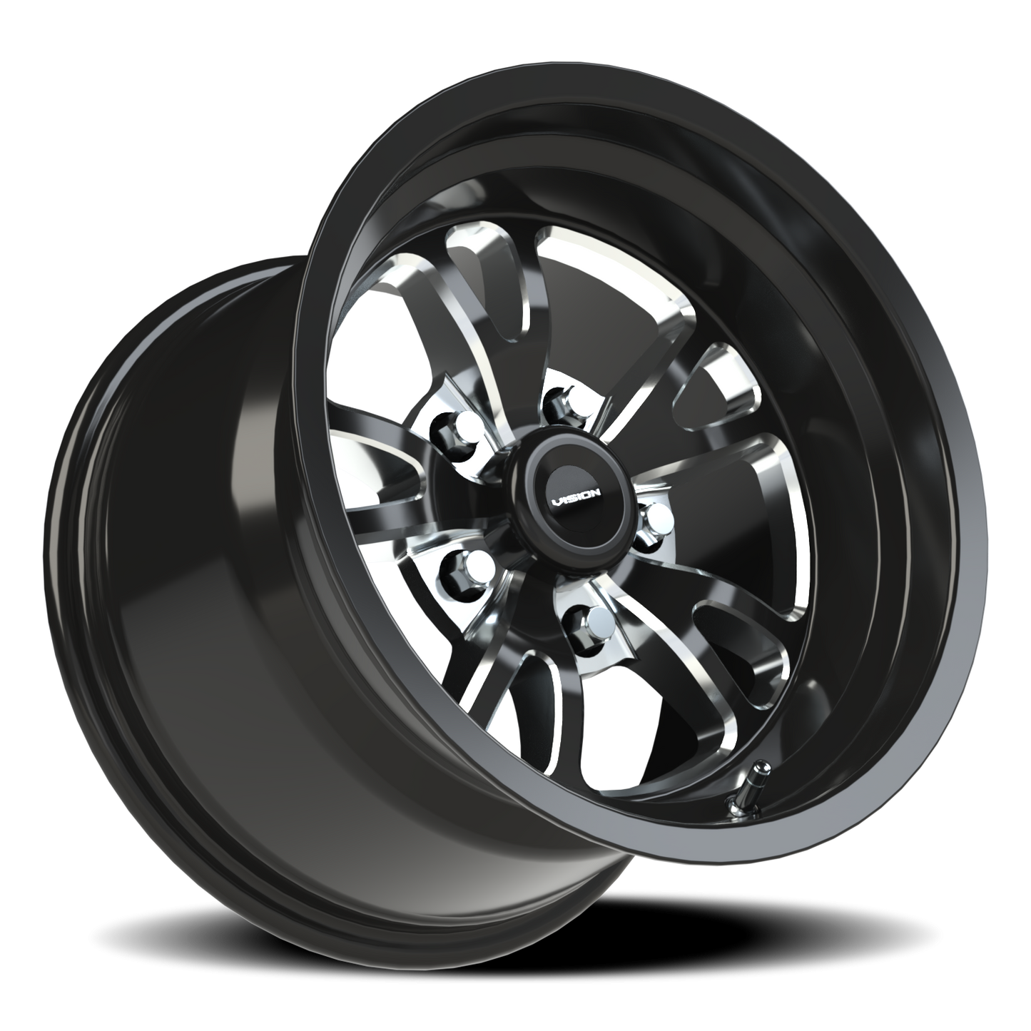 Vision Patriot 15X10 Gloss Black Milled Spoke Wheel
