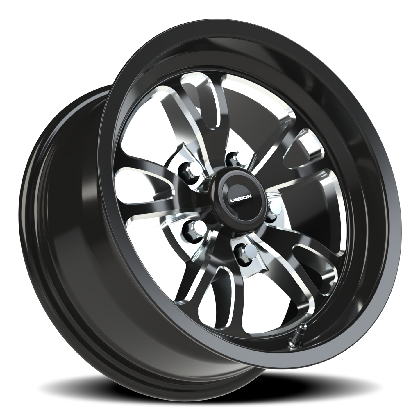 Vision Patriot 15X7 Gloss Black Milled Spoke Wheel