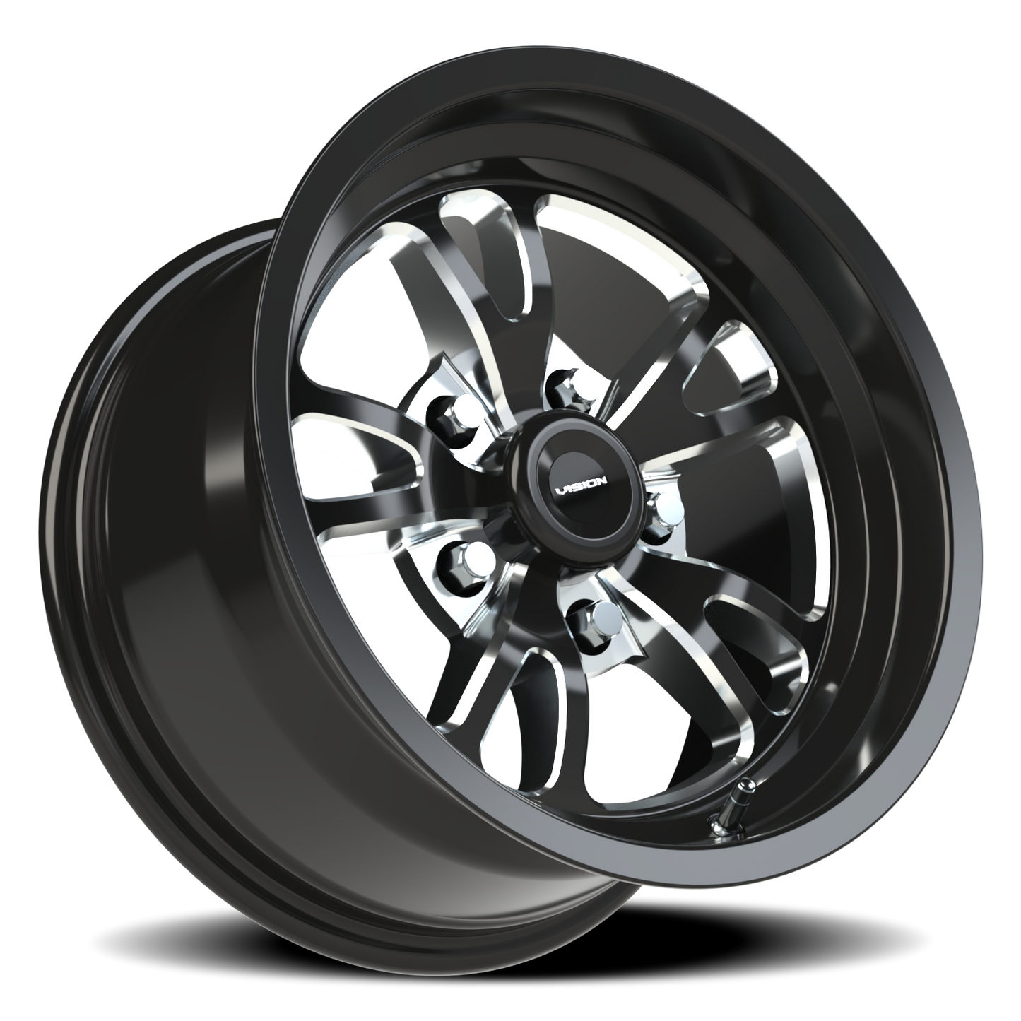 Vision Patriot 15X8 Gloss Black Milled Spoke Wheel