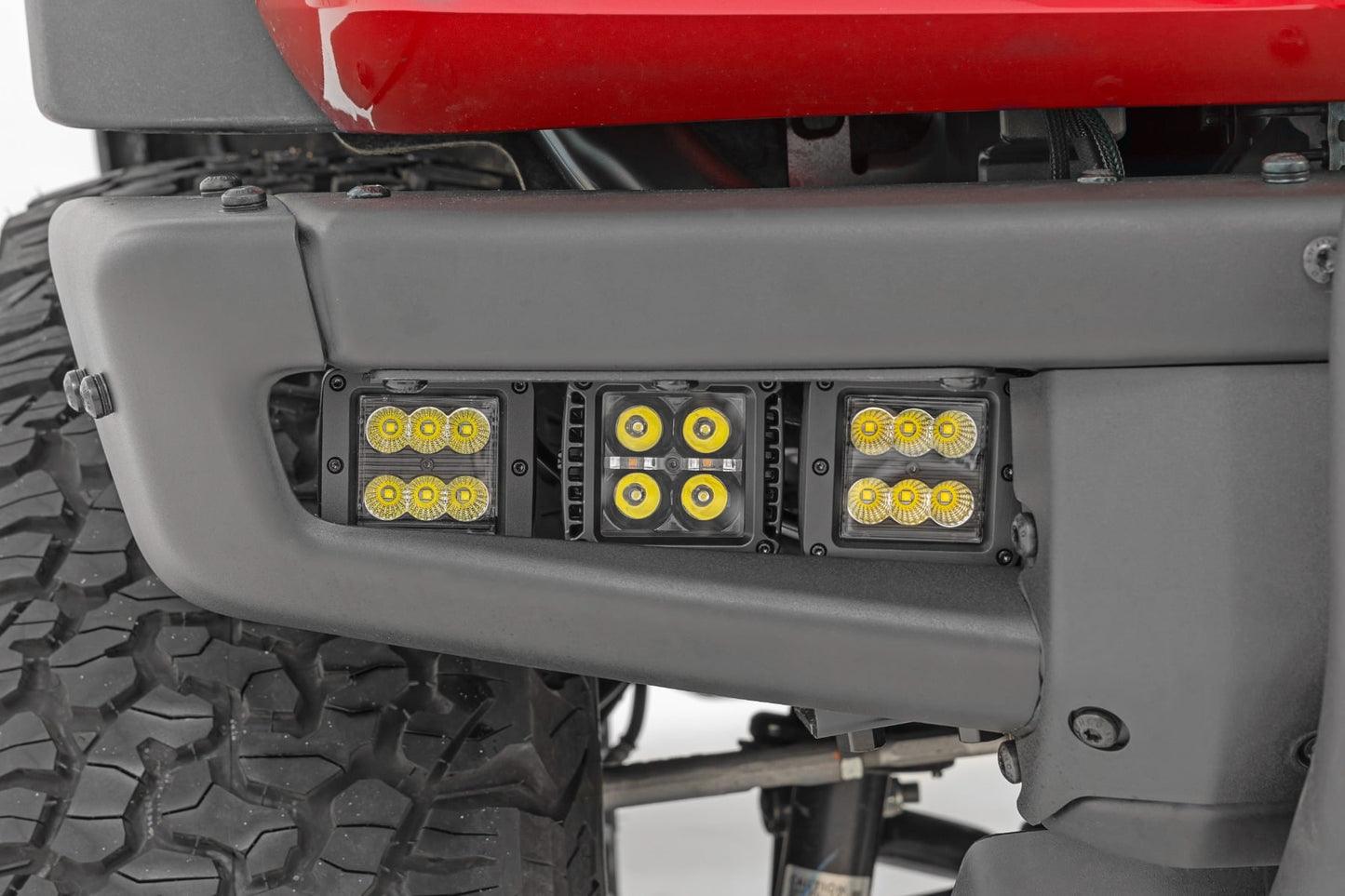 LED Light Kit | Fog Mount | Triple 2" Black Pair | Amber DRL | Ford Bronco (21-26)