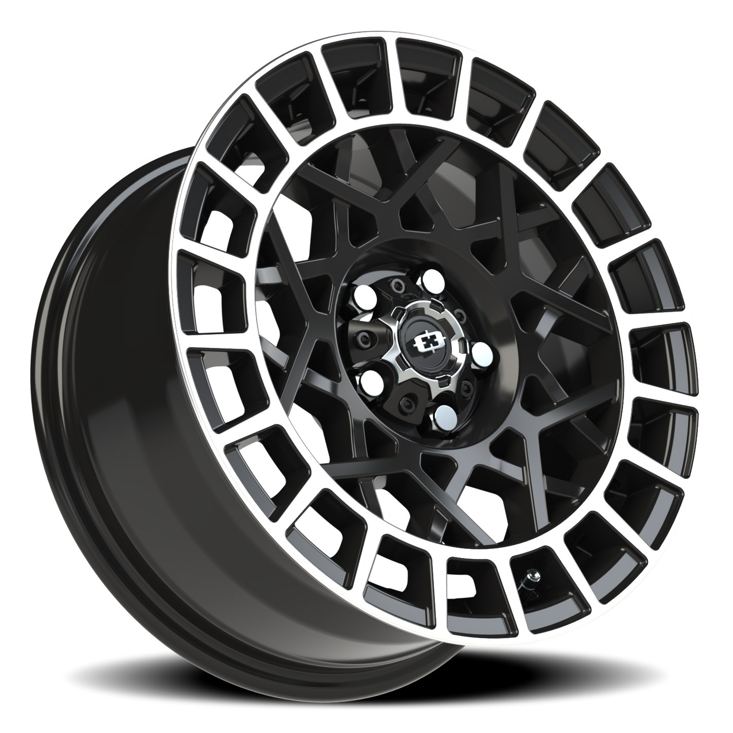 Vision Savage 15X7 Gloss Black Machined Lip Wheel