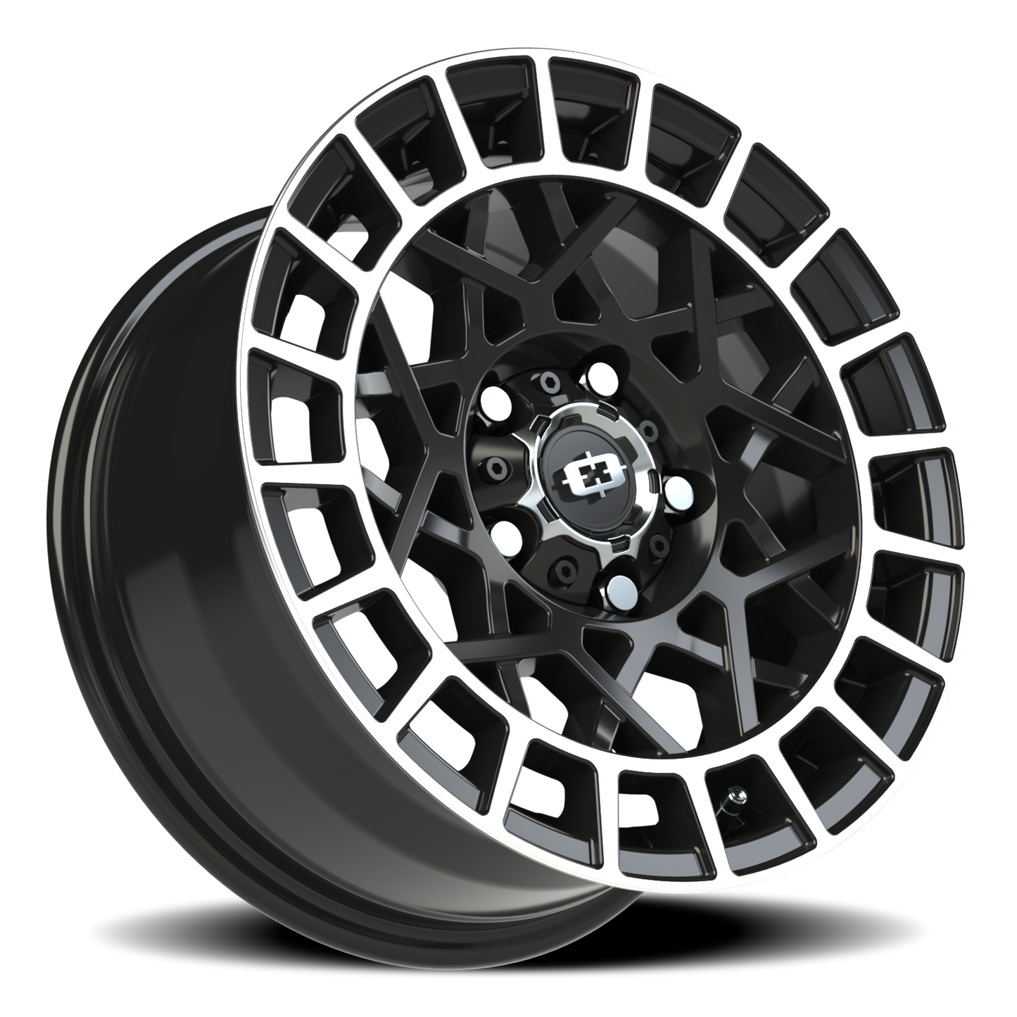 Vision Savage 15X7 Gloss Black Machined Lip Wheel