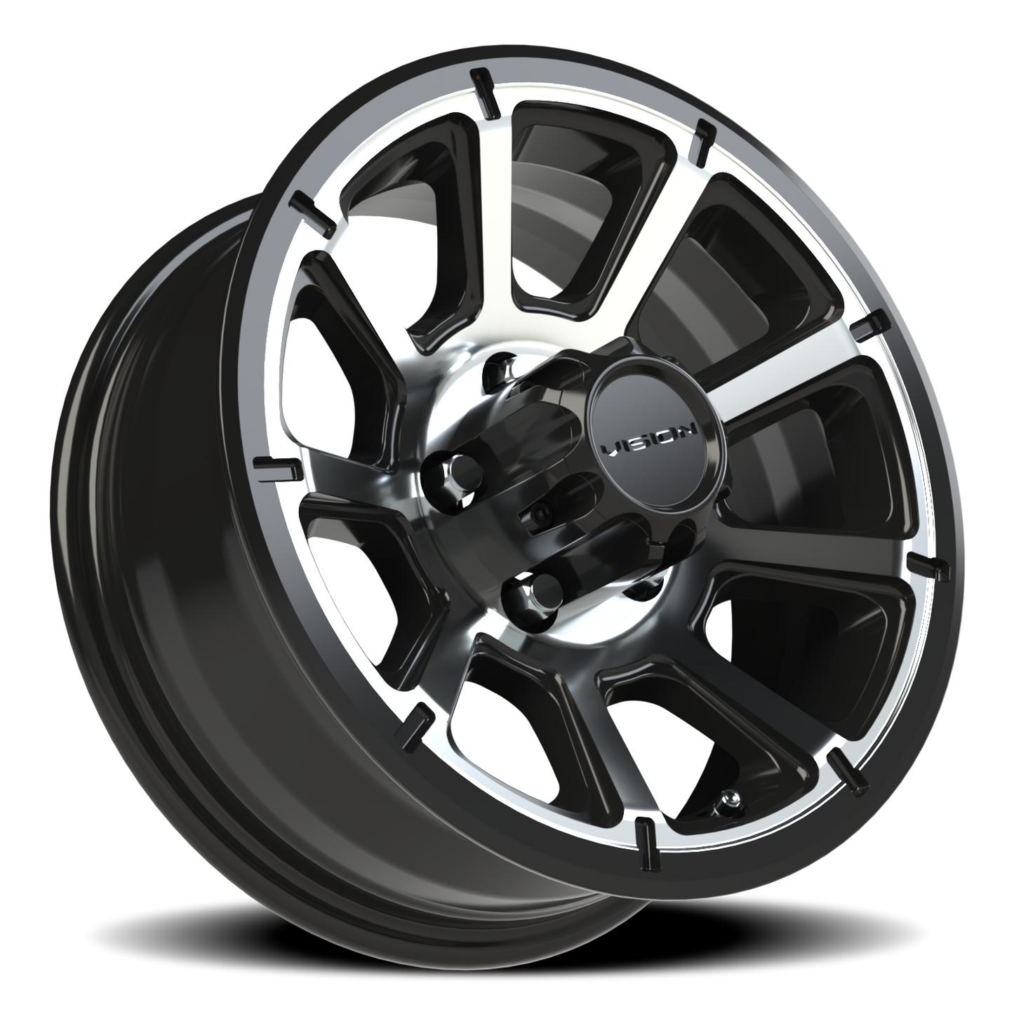 Vision Turbine 15X6 Gloss Black Machined Face Wheel