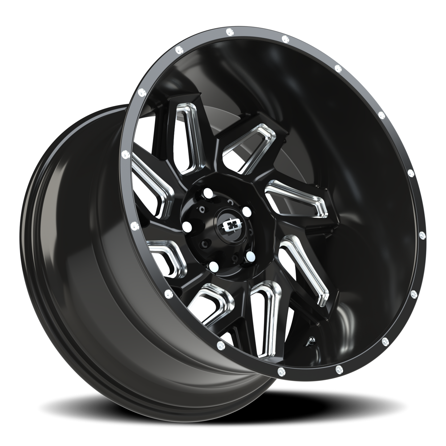 Vision Spyder 20X12 Gloss Black Milled Spoke Wheel