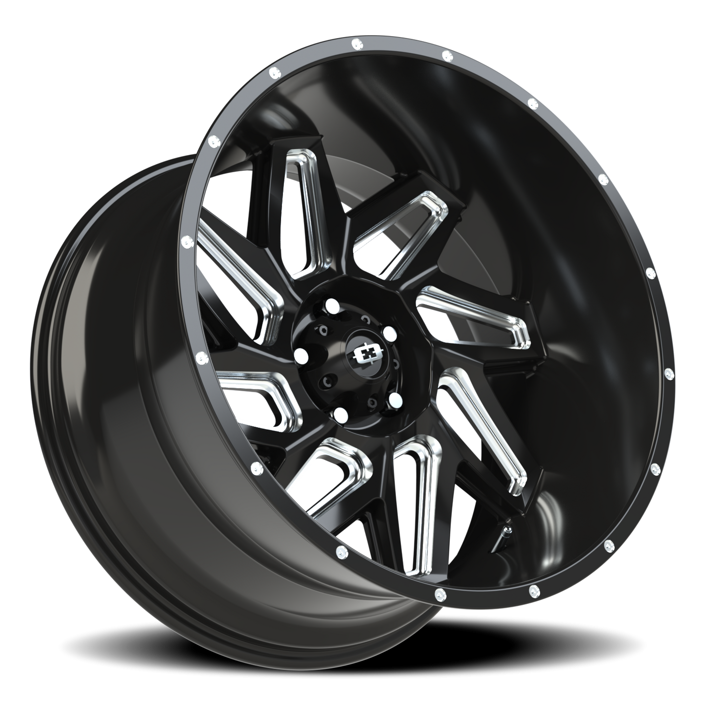 Vision Spyder 22X12 Gloss Black Milled Spoke Wheel