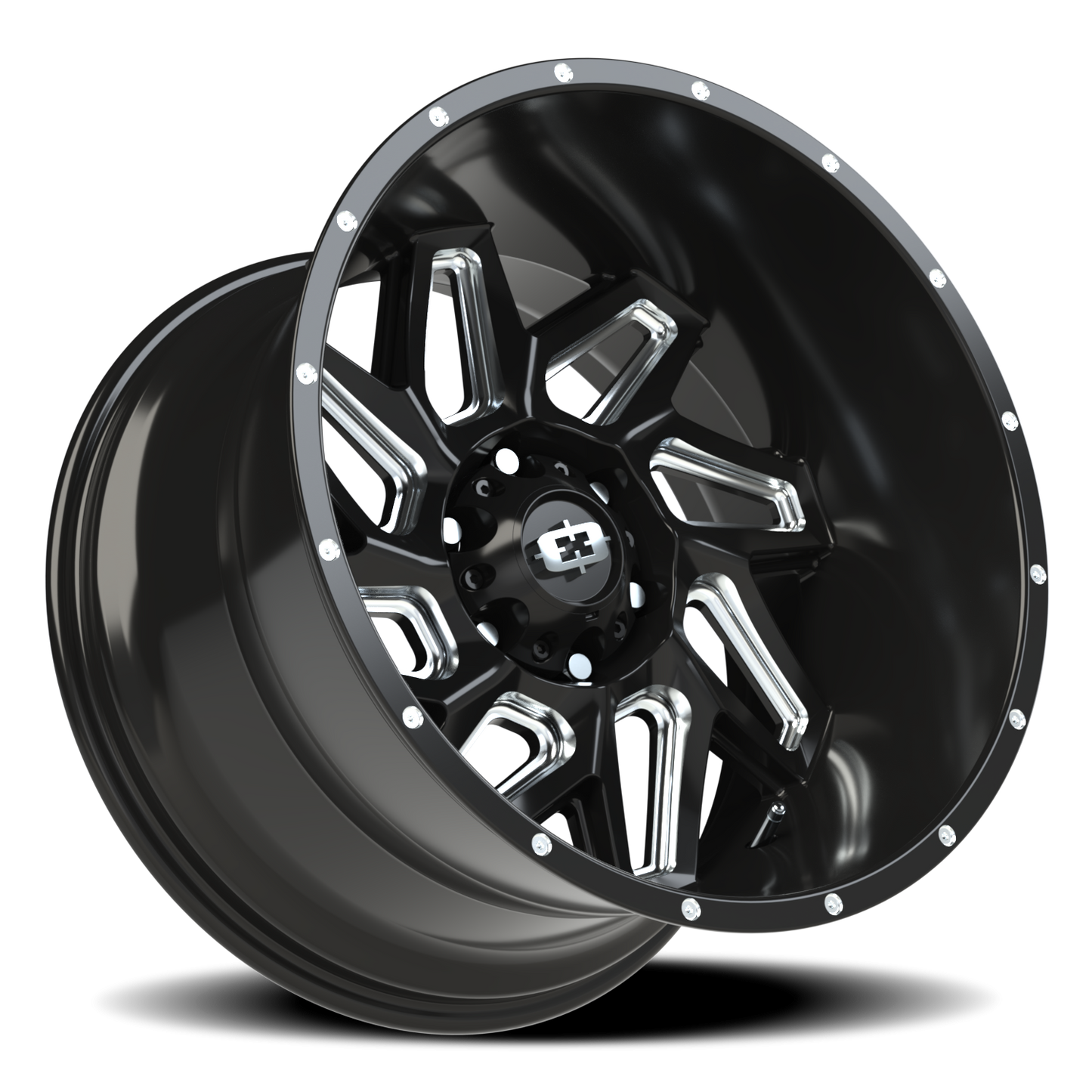 Vision Spyder 20X12 Gloss Black Milled Spoke Wheel