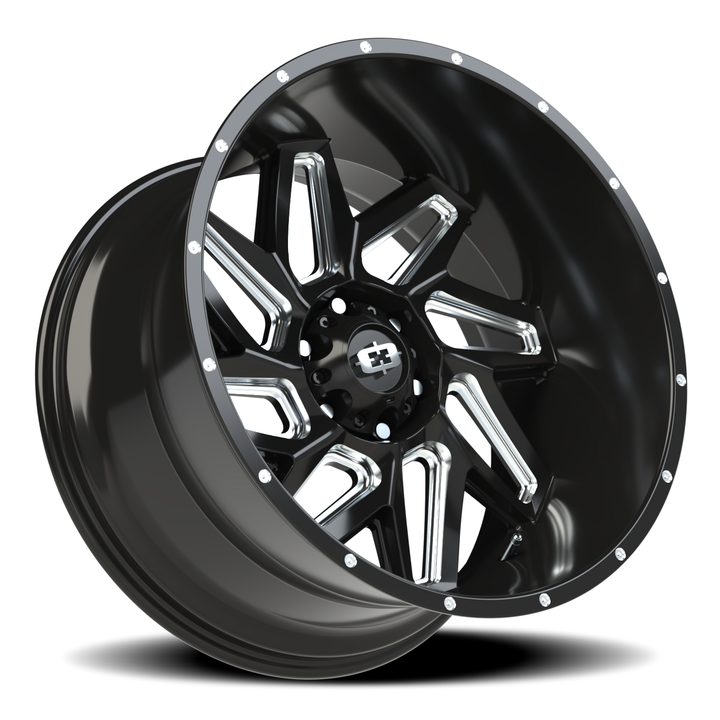 Vision Spyder 22X12 Gloss Black Milled Spoke Wheel