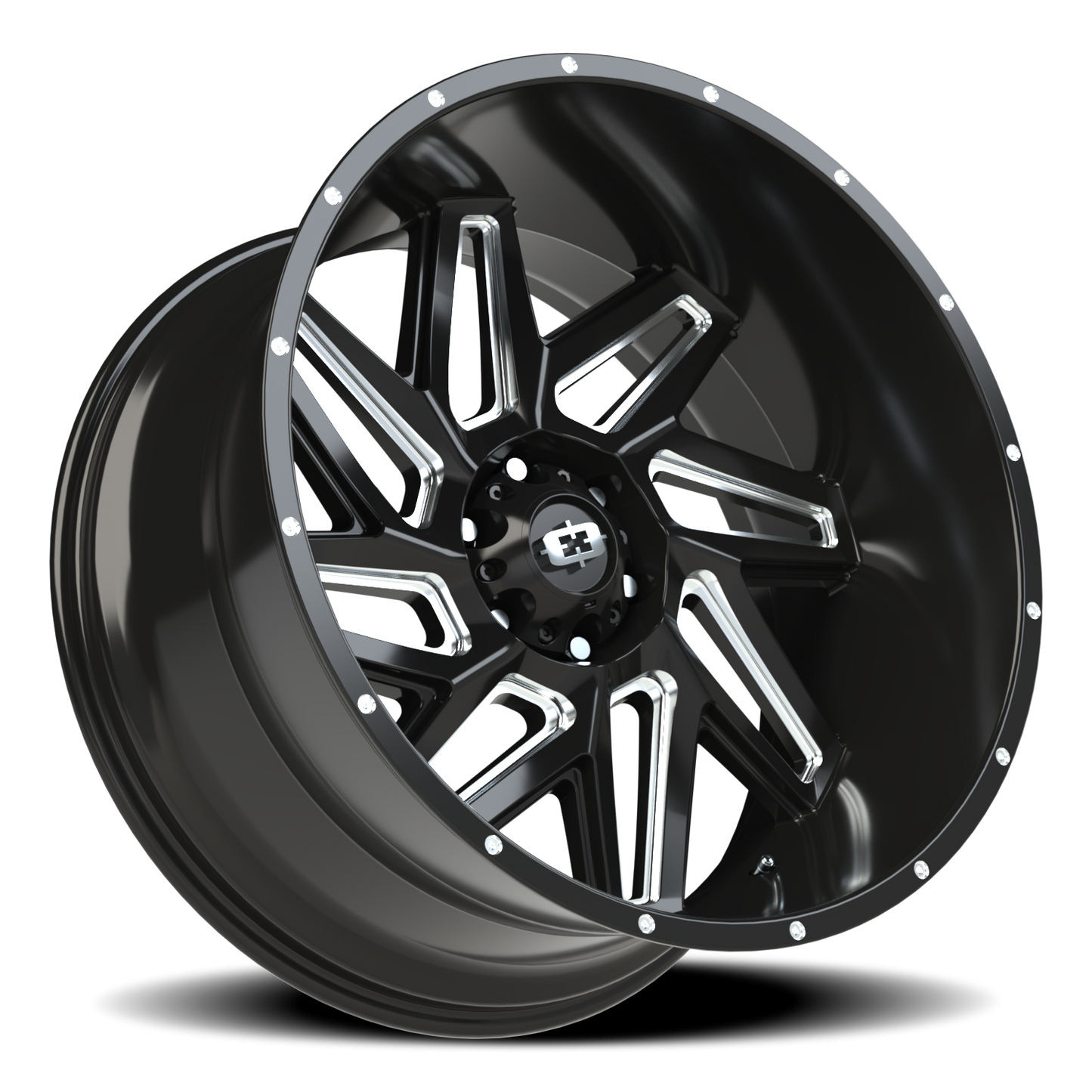 Vision Spyder 24X12 Gloss Black Milled Spoke Wheel