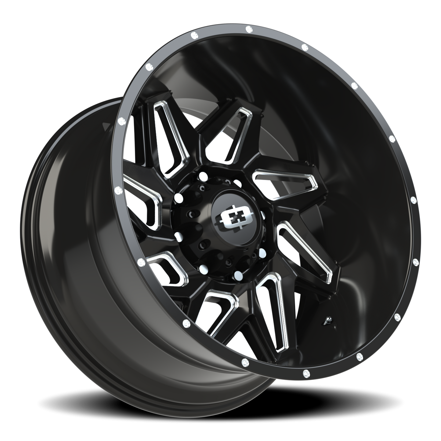 Vision Spyder 22X12 Gloss Black Milled Spoke Wheel