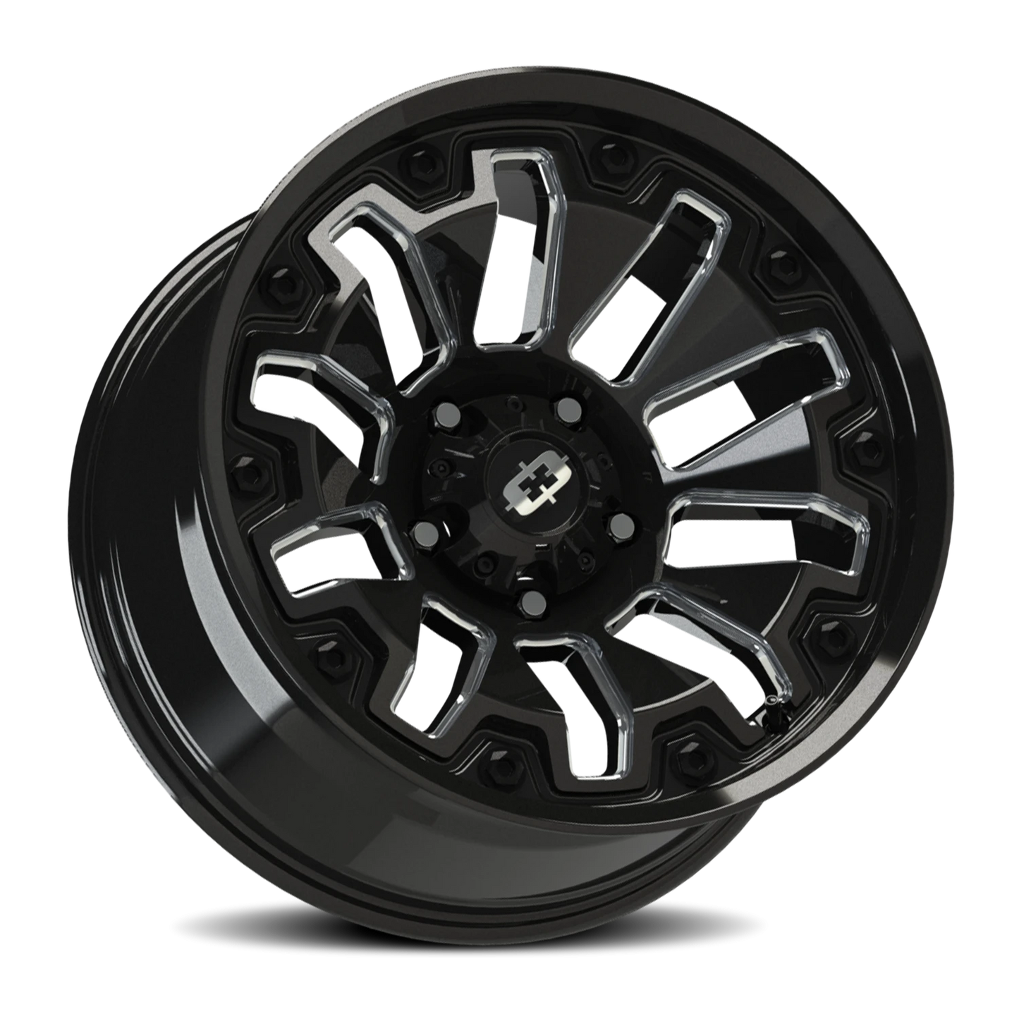 Vision Whl 18X9 Gloss Black Milled Spoke with Black Bolt Inserts Wheel