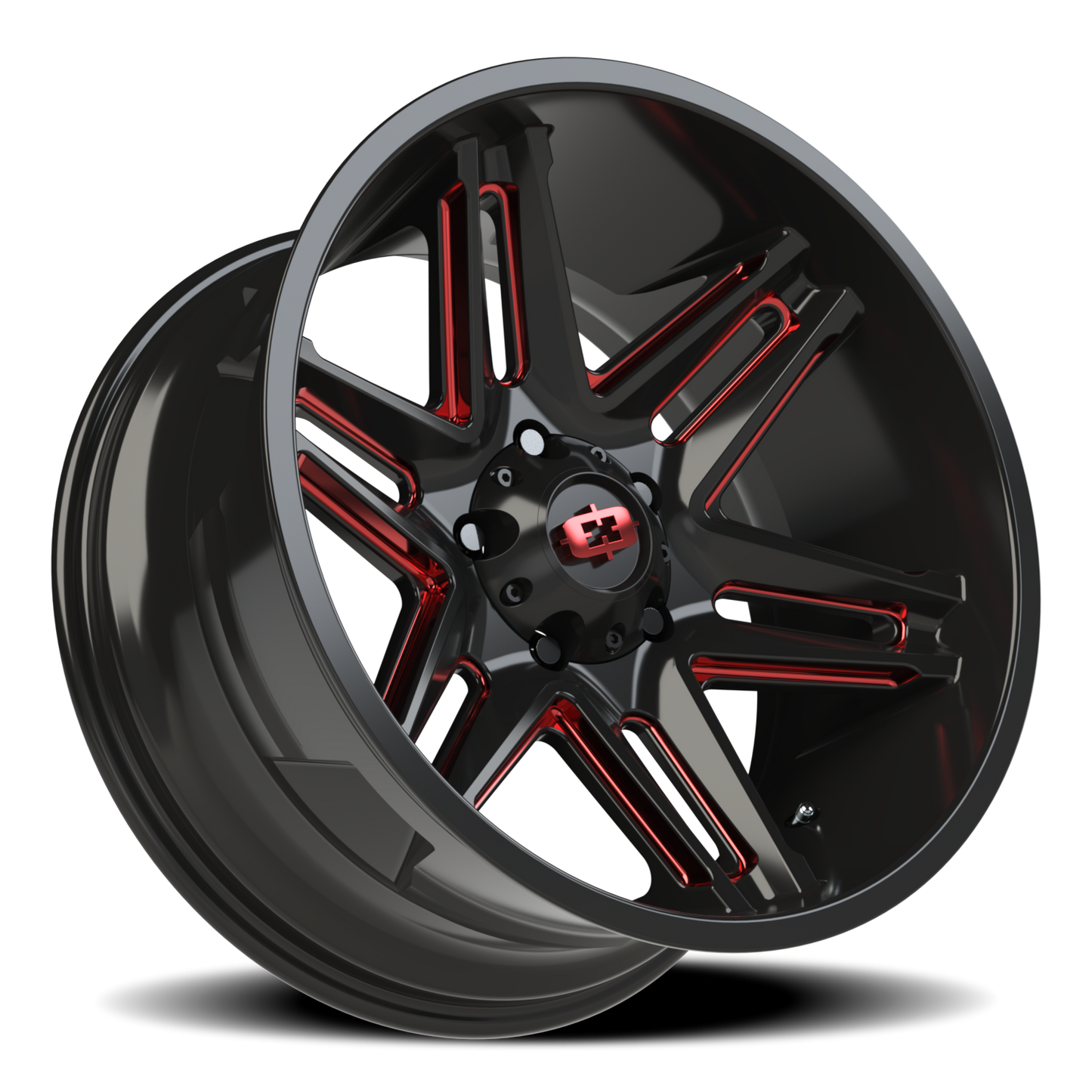 Vision Ra 20X10 Gloss Black Milled Spoke with Red Tint Wheel