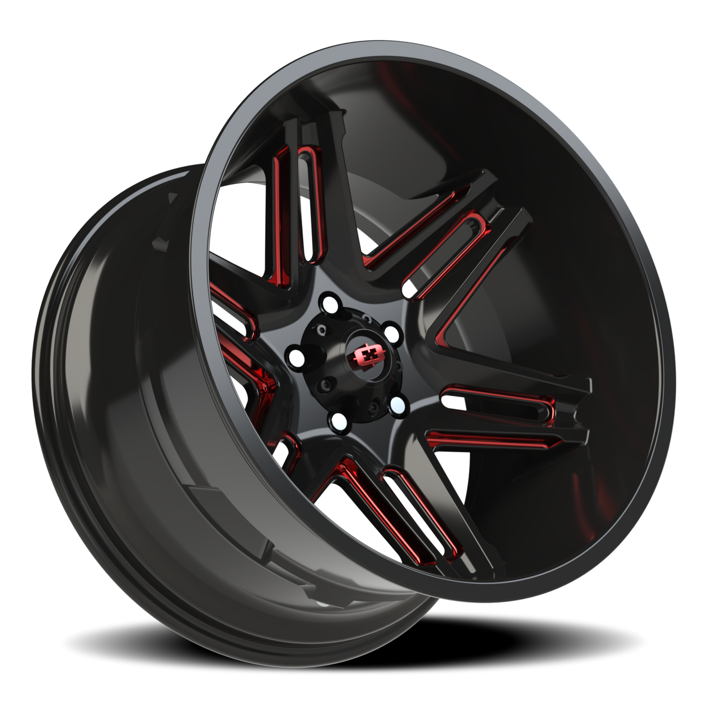 Vision Raz 20X12 Gloss Black Milled Spoke with Red Tint Wheel