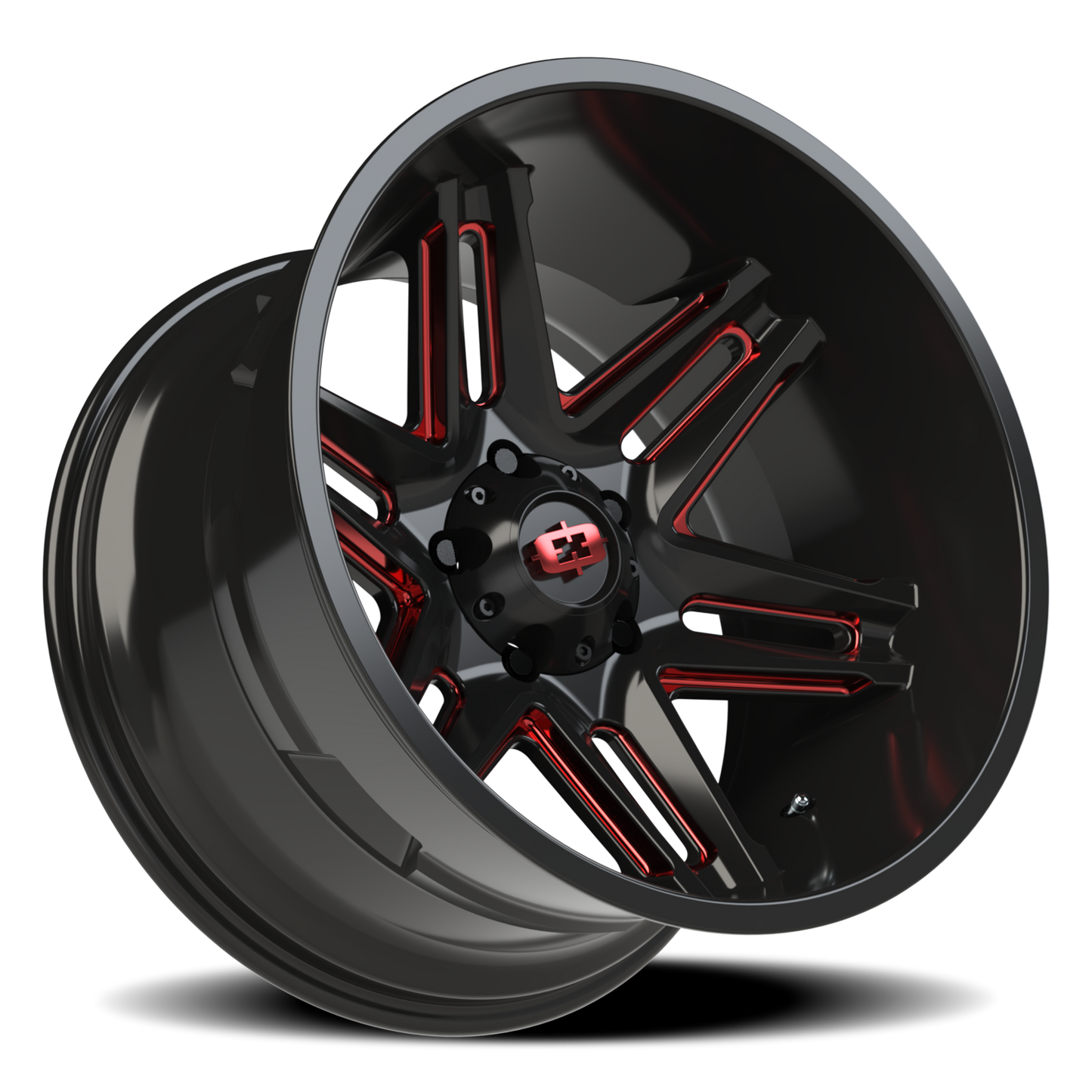 Vision Raz 20X12 Gloss Black Milled Spoke with Red Tint Wheel