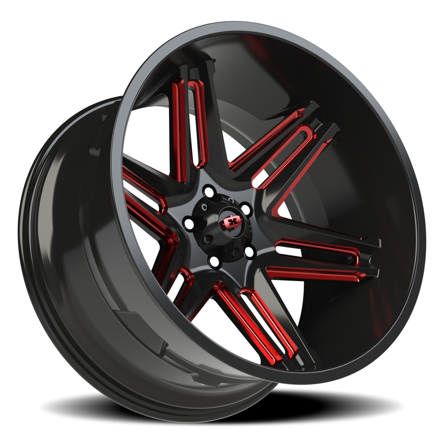 Vision Raz 22X12 Gloss Black Milled Spoke with Red Tint Wheel