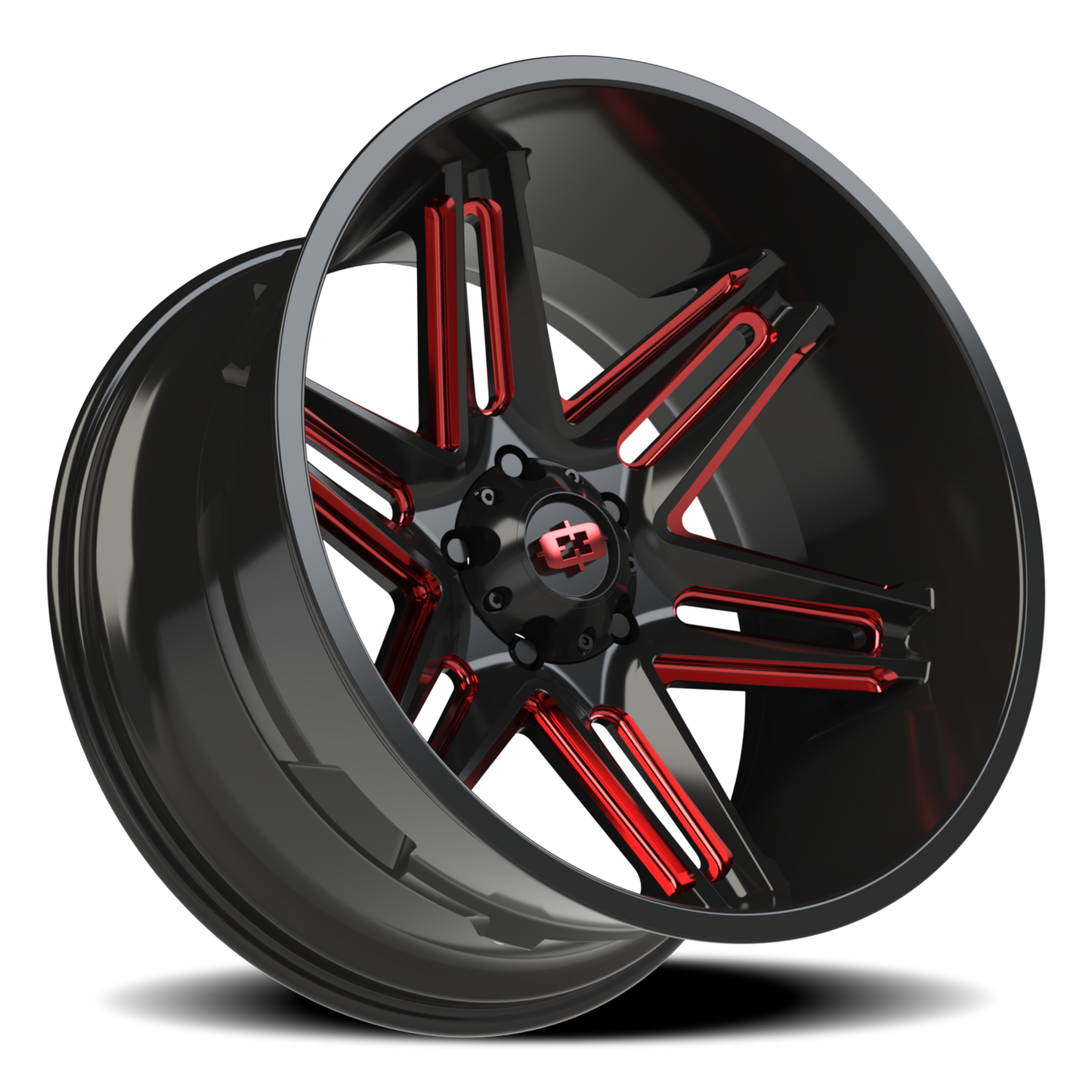 Vision Raz 22X12 Gloss Black Milled Spoke with Red Tint Wheel