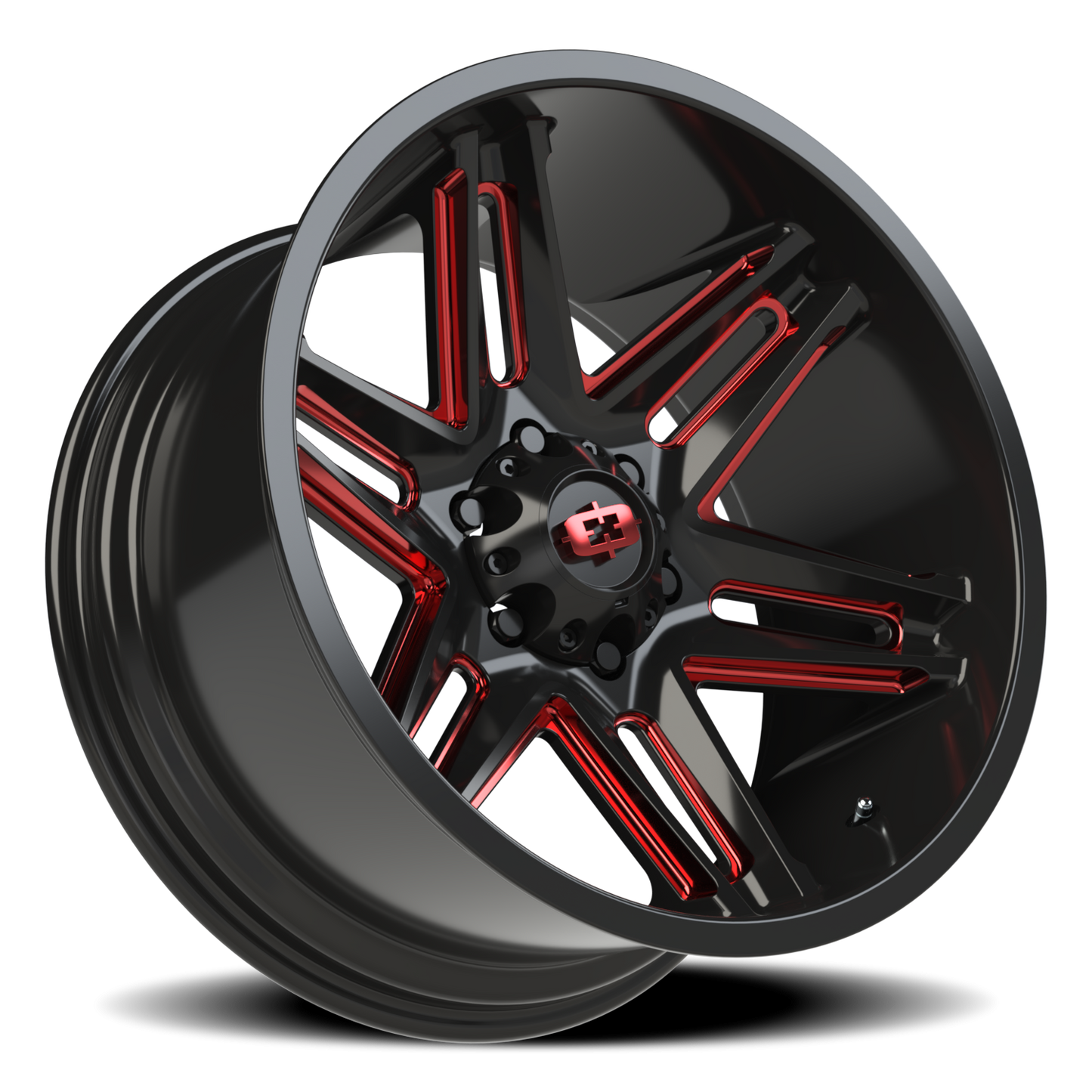 Vision Raz 20X10 Gloss Black Milled Spoke with Red Tint Wheel