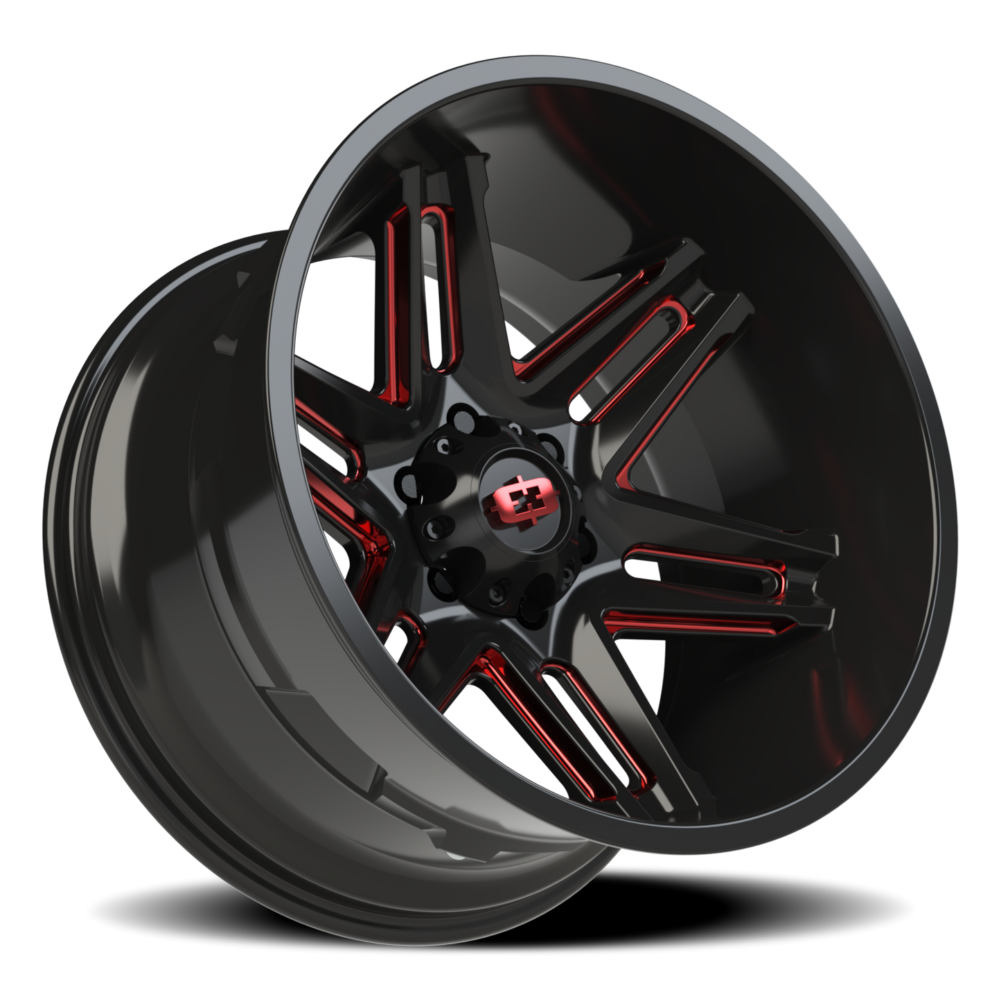 Vision Raz 20X12 Gloss Black Milled Spoke with Red Tint Wheel