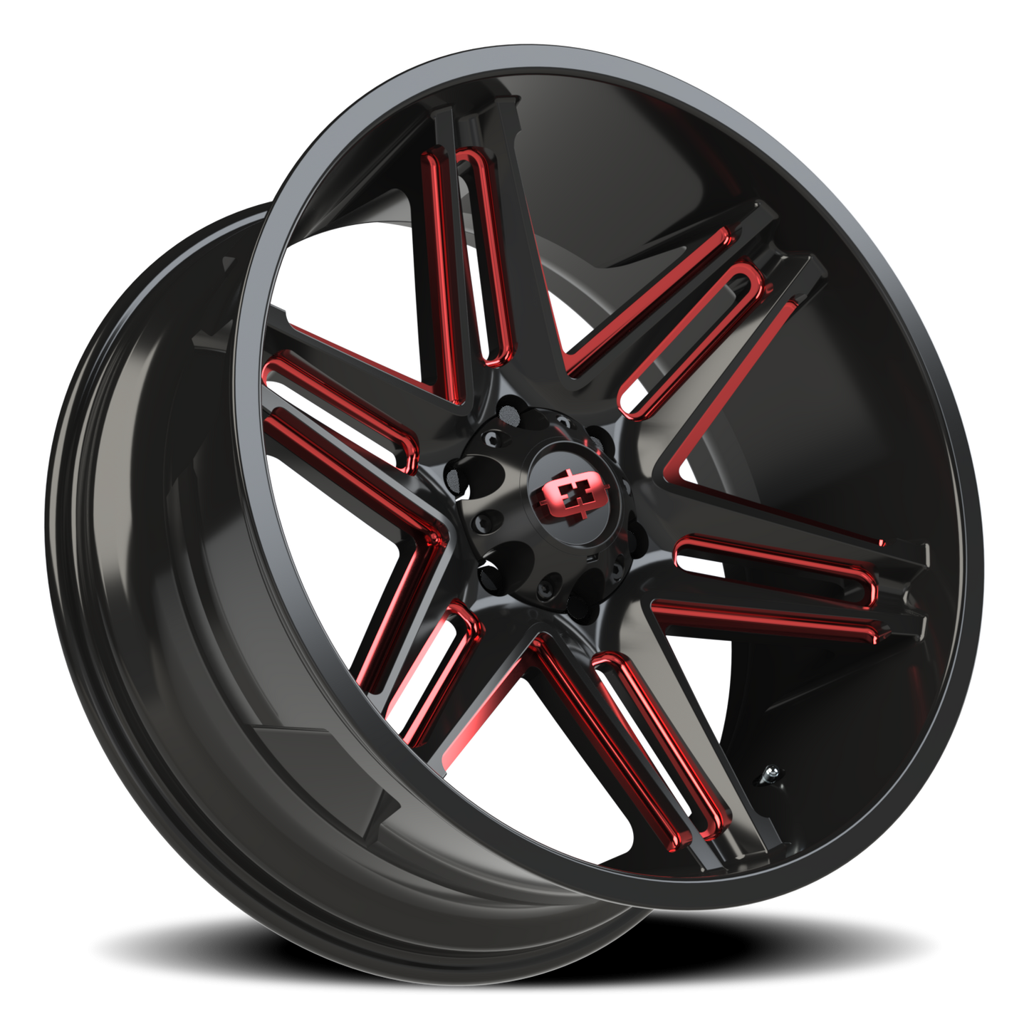 Vision Raz 22X10 Gloss Black Milled Spoke with Red Tint Wheel