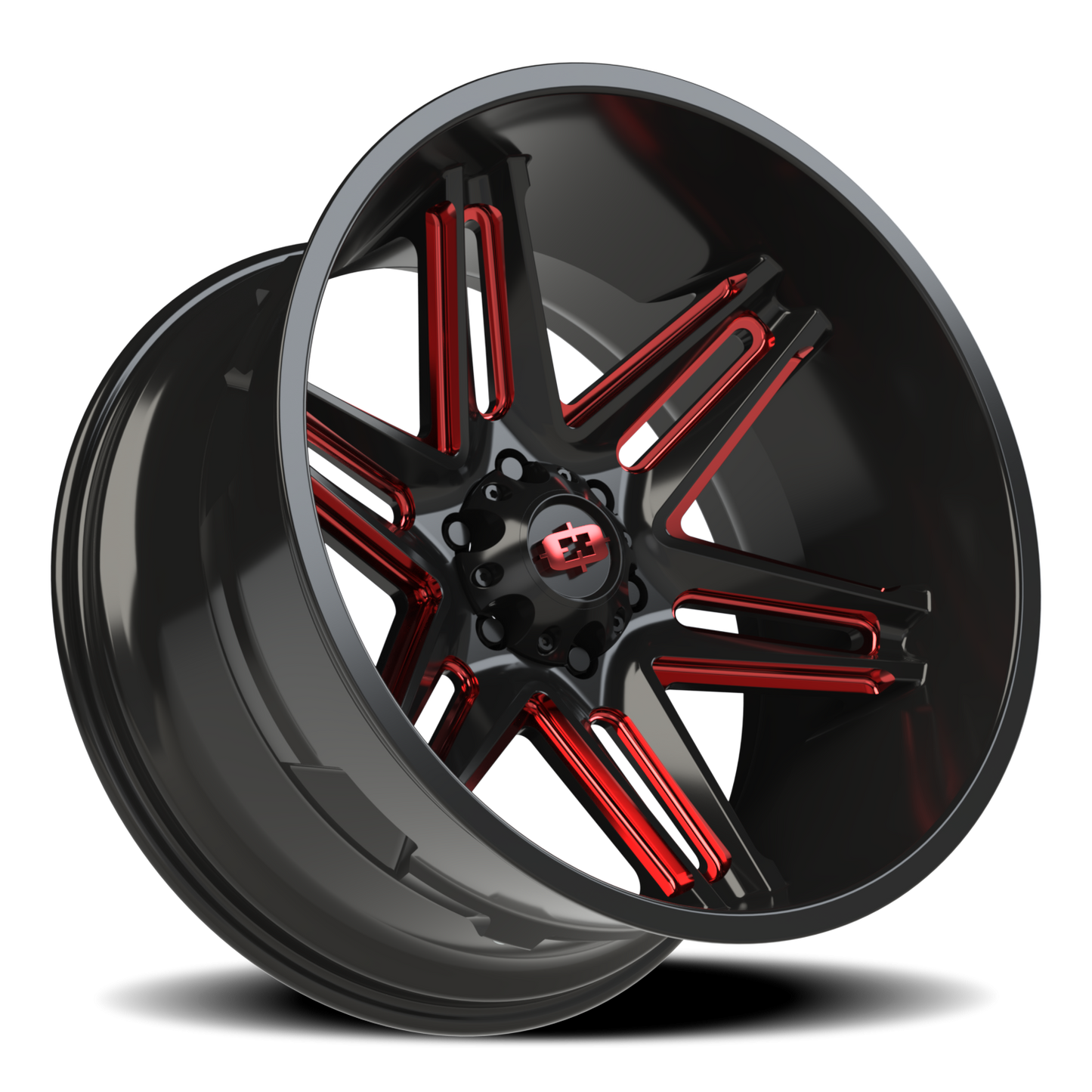 Vision Raz 22X12 Gloss Black Milled Spoke with Red Tint Wheel