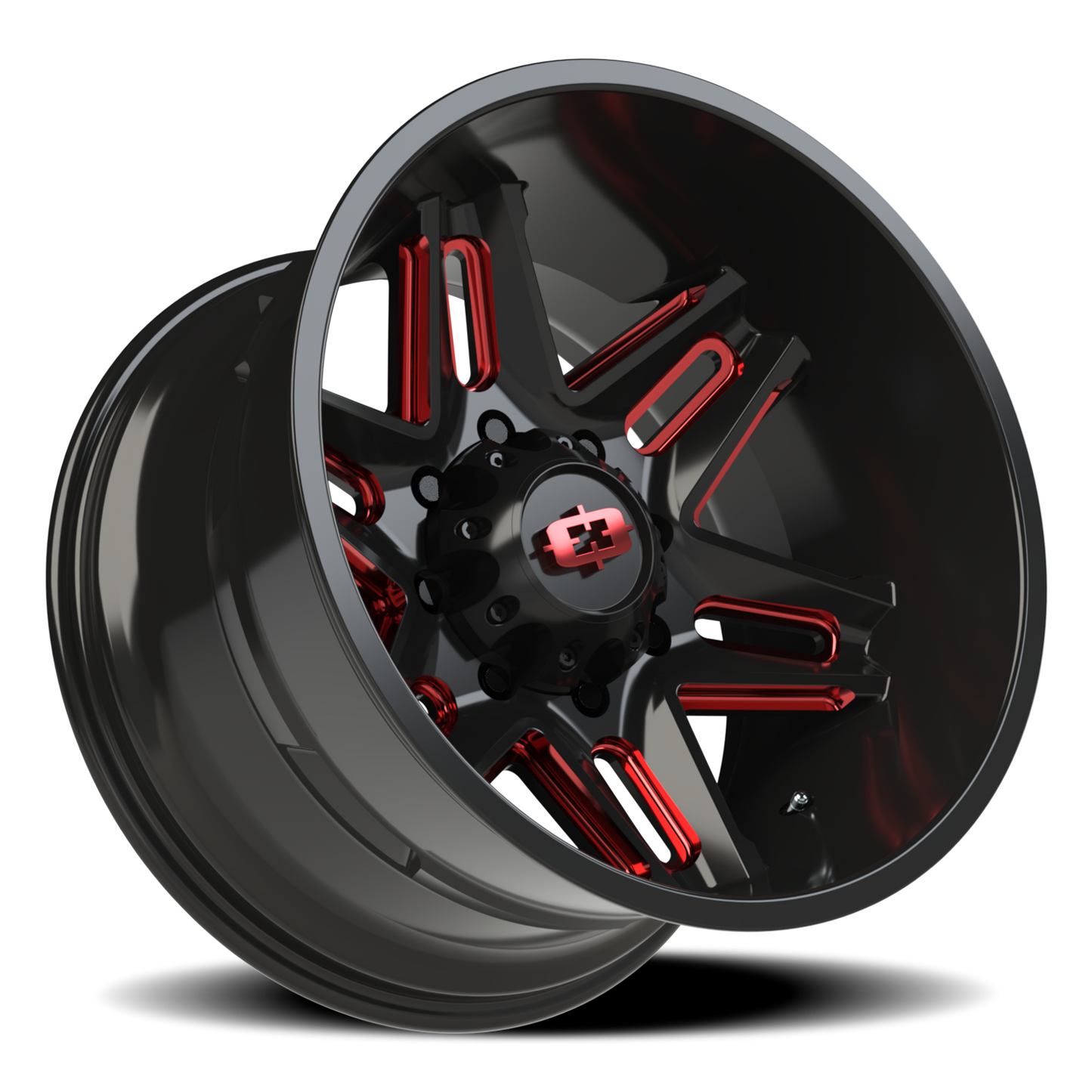 Vision Raz 20X12 Gloss Black Milled Spoke with Red Tint Wheel