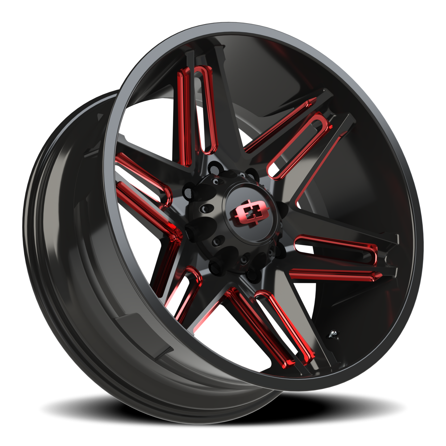 Vision Raz 22X10 Gloss Black Milled Spoke with Red Tint Wheel