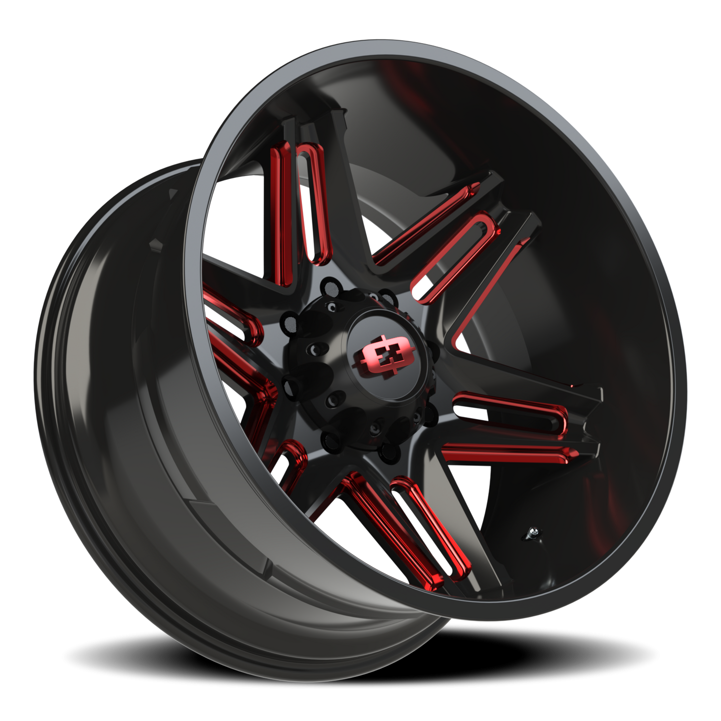 Vision Raz 22X12 Gloss Black Milled Spoke with Red Tint Wheel