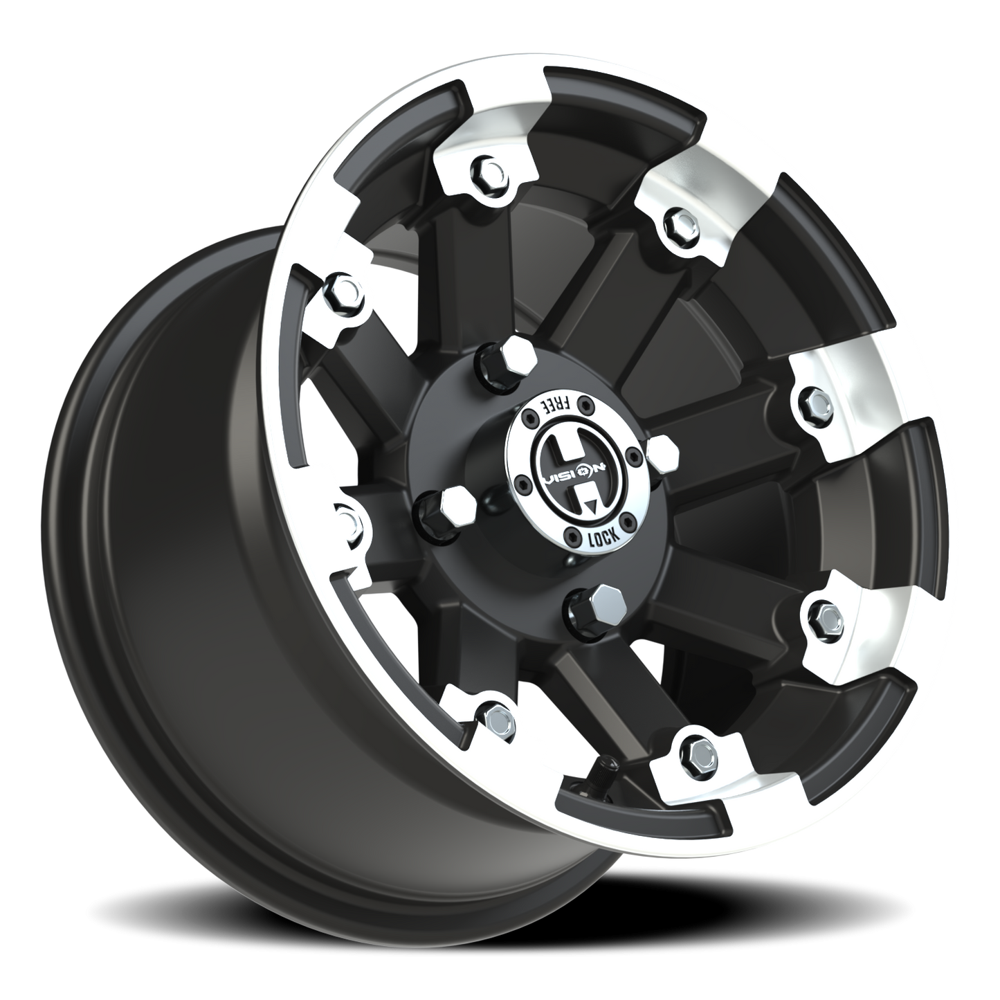 Vision Vislockout 12X7 Matte Black Machined Lip Wheel