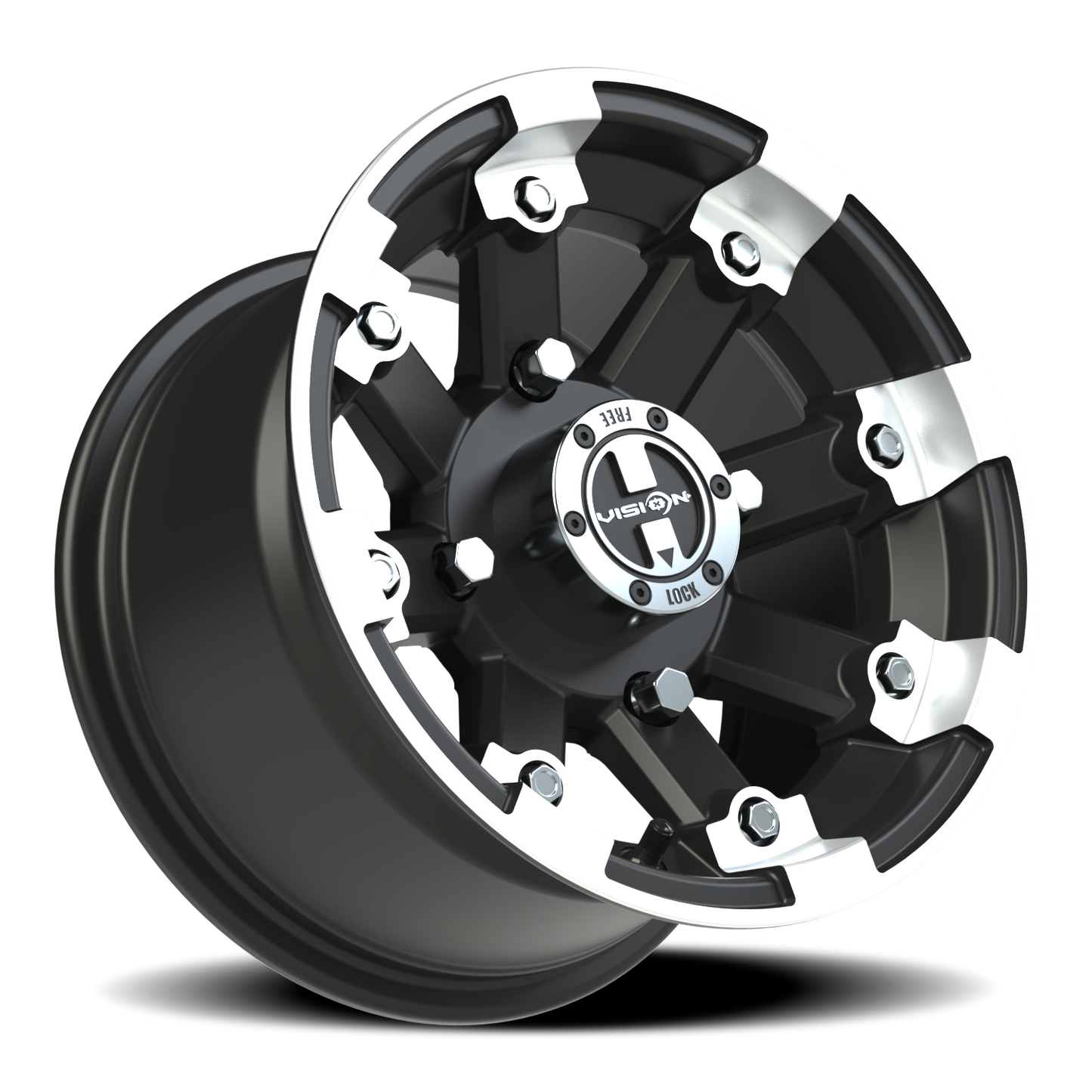 Vision Vislockout 12X7 Matte Black Machined Lip Wheel