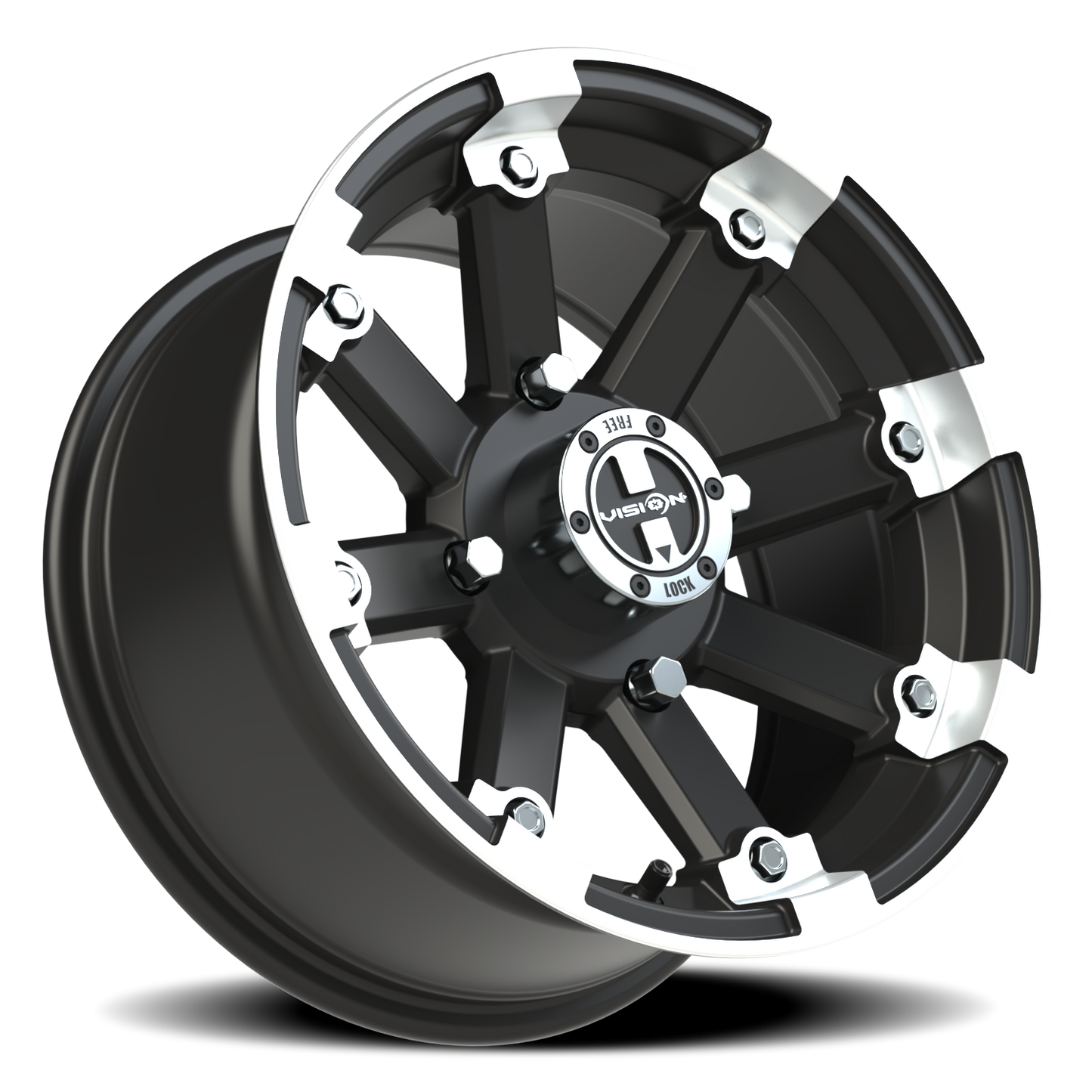 Vision Vislockout 14X7 Matte Black Machined Lip Wheel