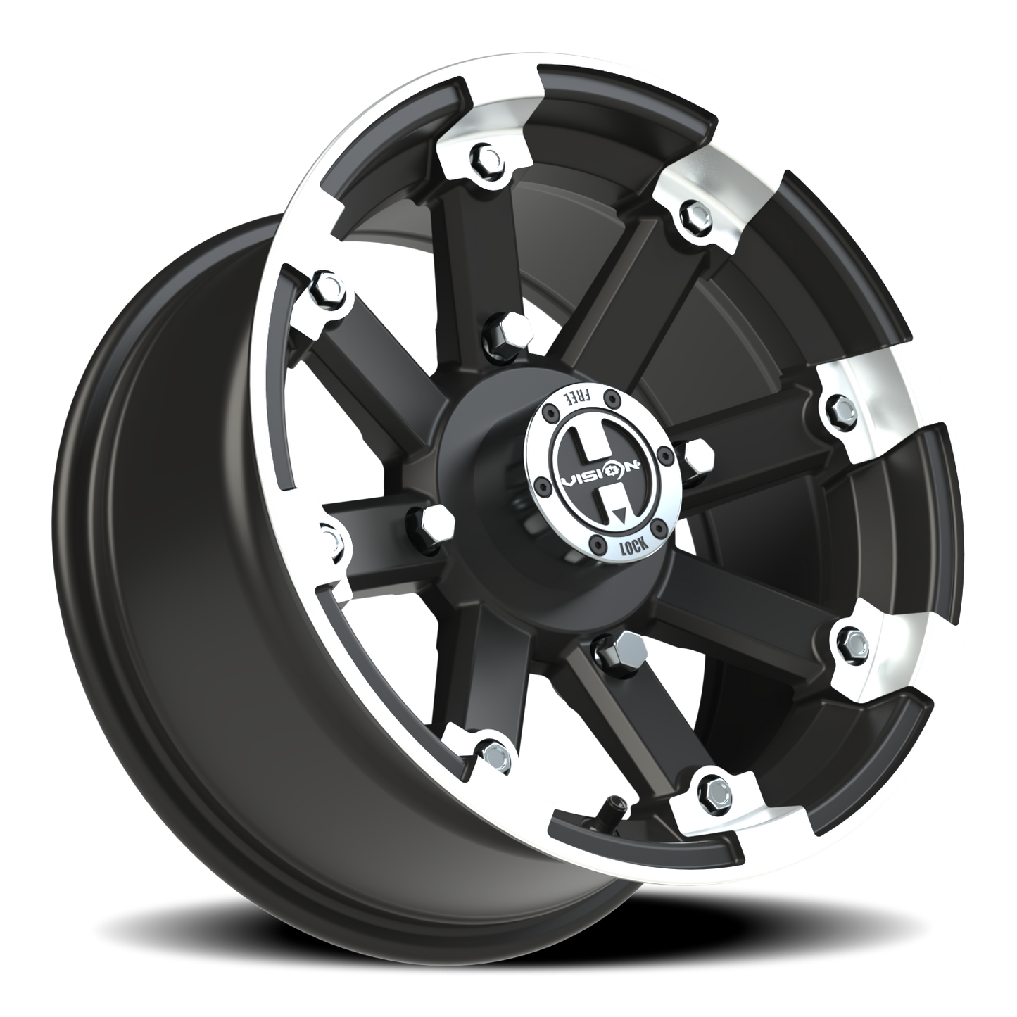 Vision Vislockout 14X7 Matte Black Machined Lip Wheel