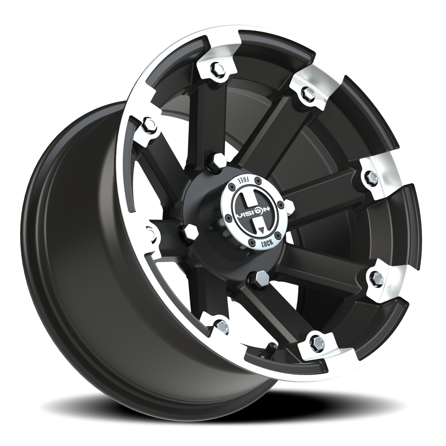 Vision Vislockout 14X8 Matte Black Machined Lip Wheel