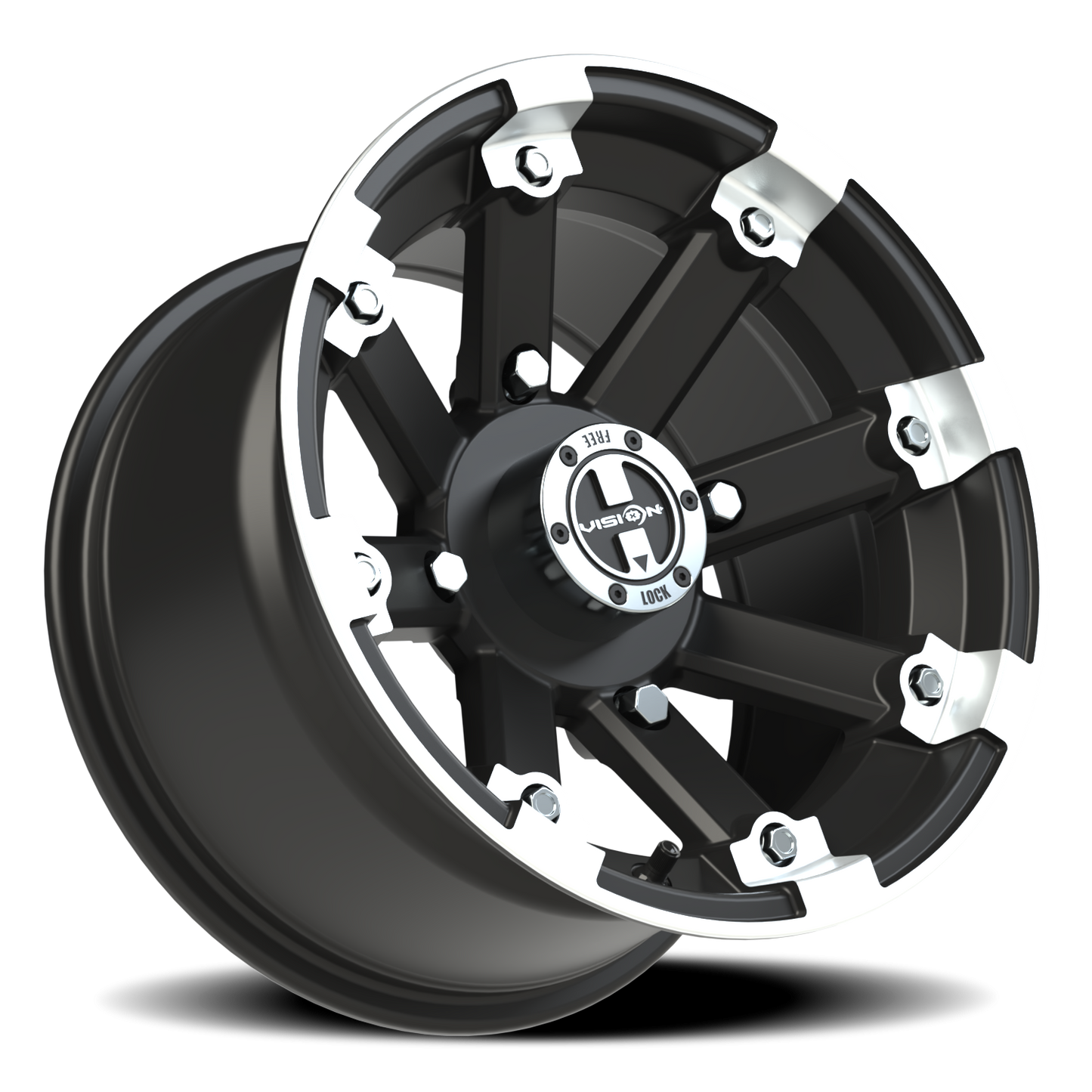 Vision Vislockout 14X8 Matte Black Machined Lip Wheel