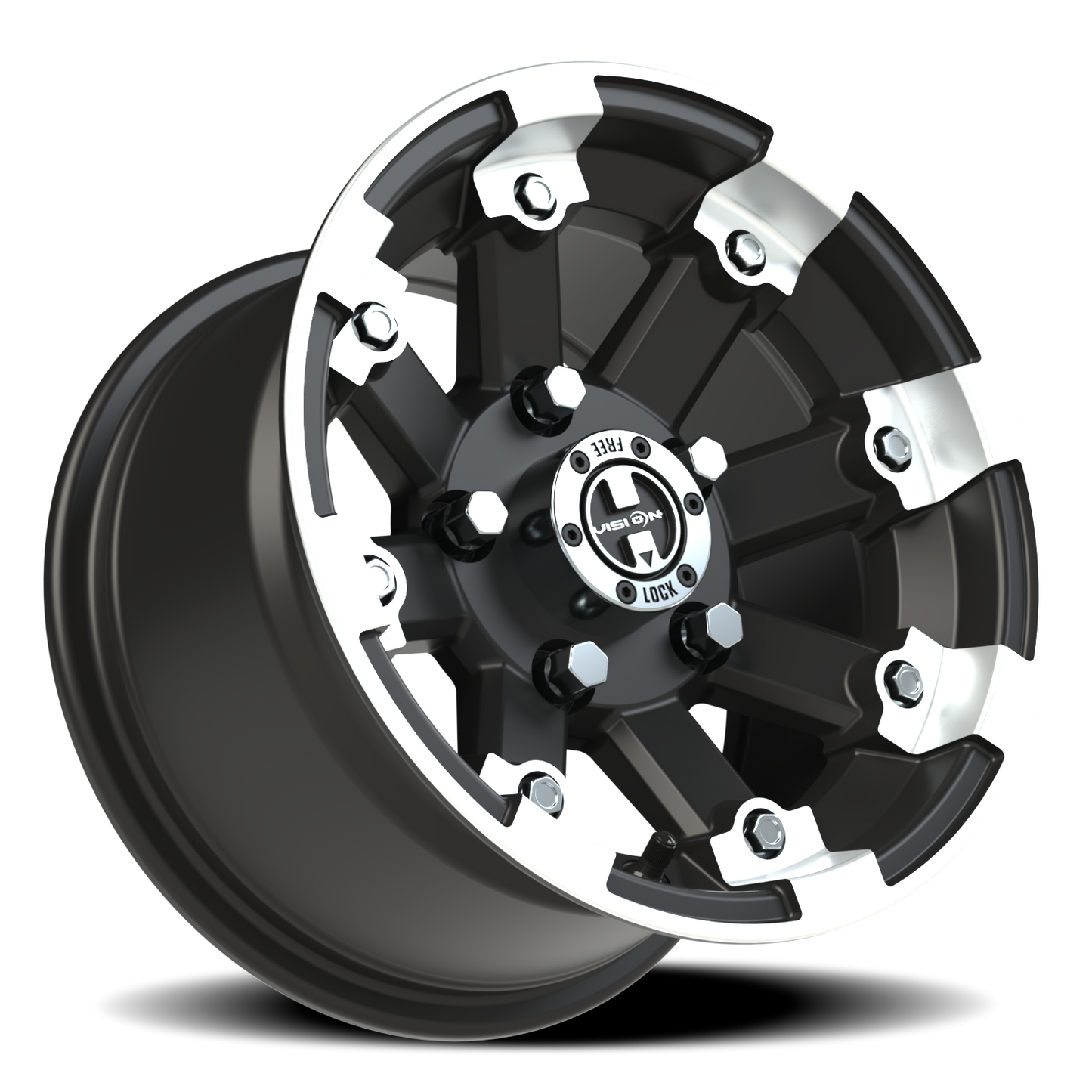 Vision Vislockout 12X7 Matte Black Machined Lip Wheel