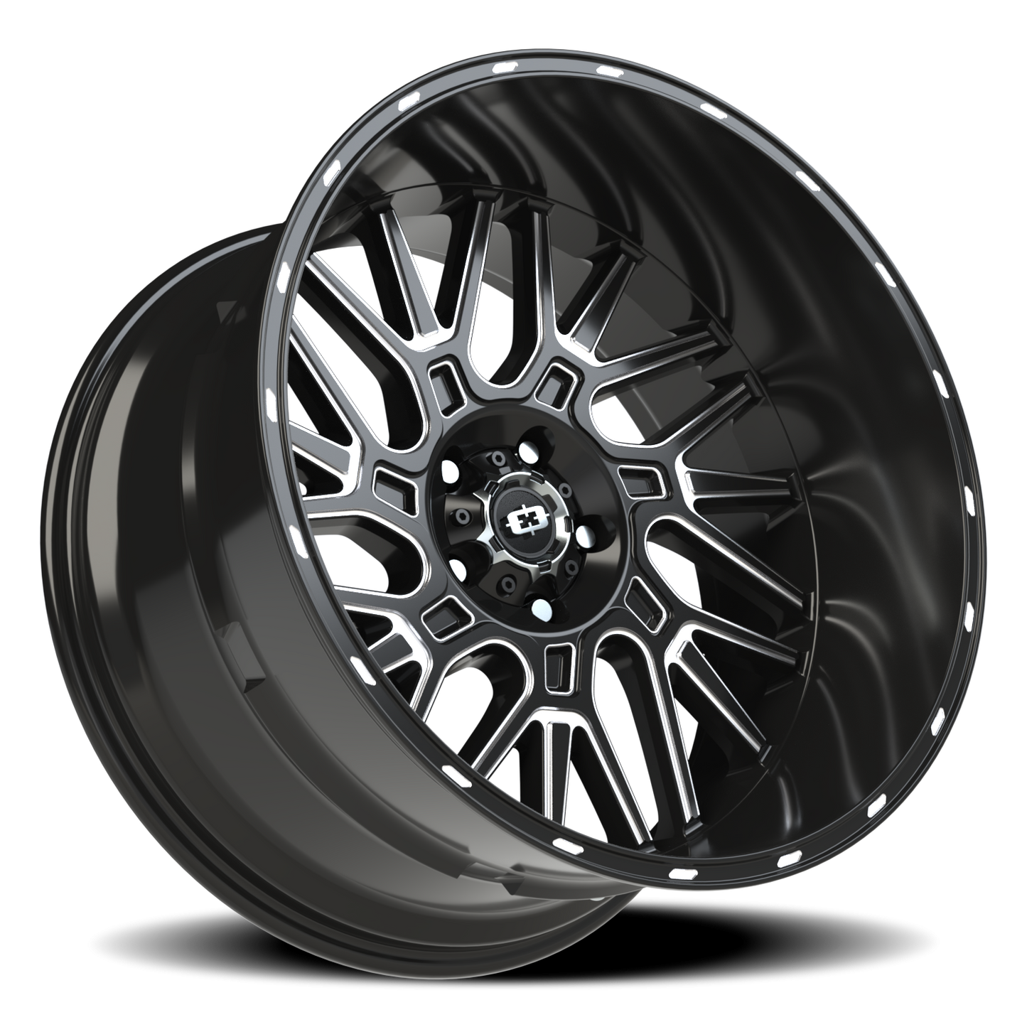 Vision Brawl 22X12 Gloss Black Milled Spoke Wheel
