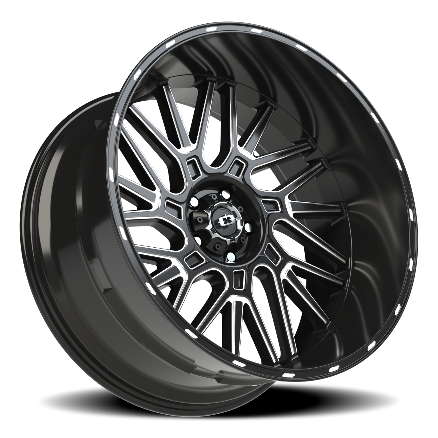 Vision Brawl 24X12 Gloss Black Milled Spoke Wheel