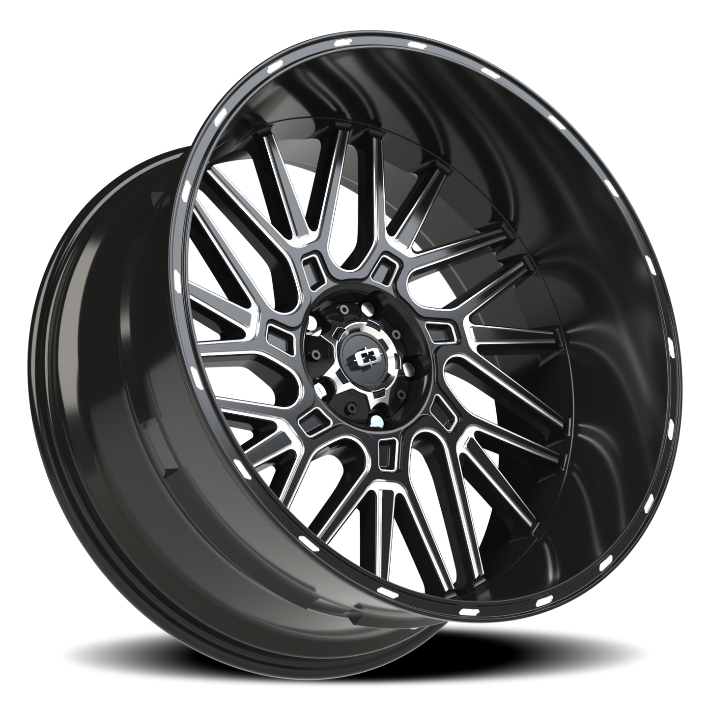 Vision Brawl 24X12 Gloss Black Milled Spoke Wheel
