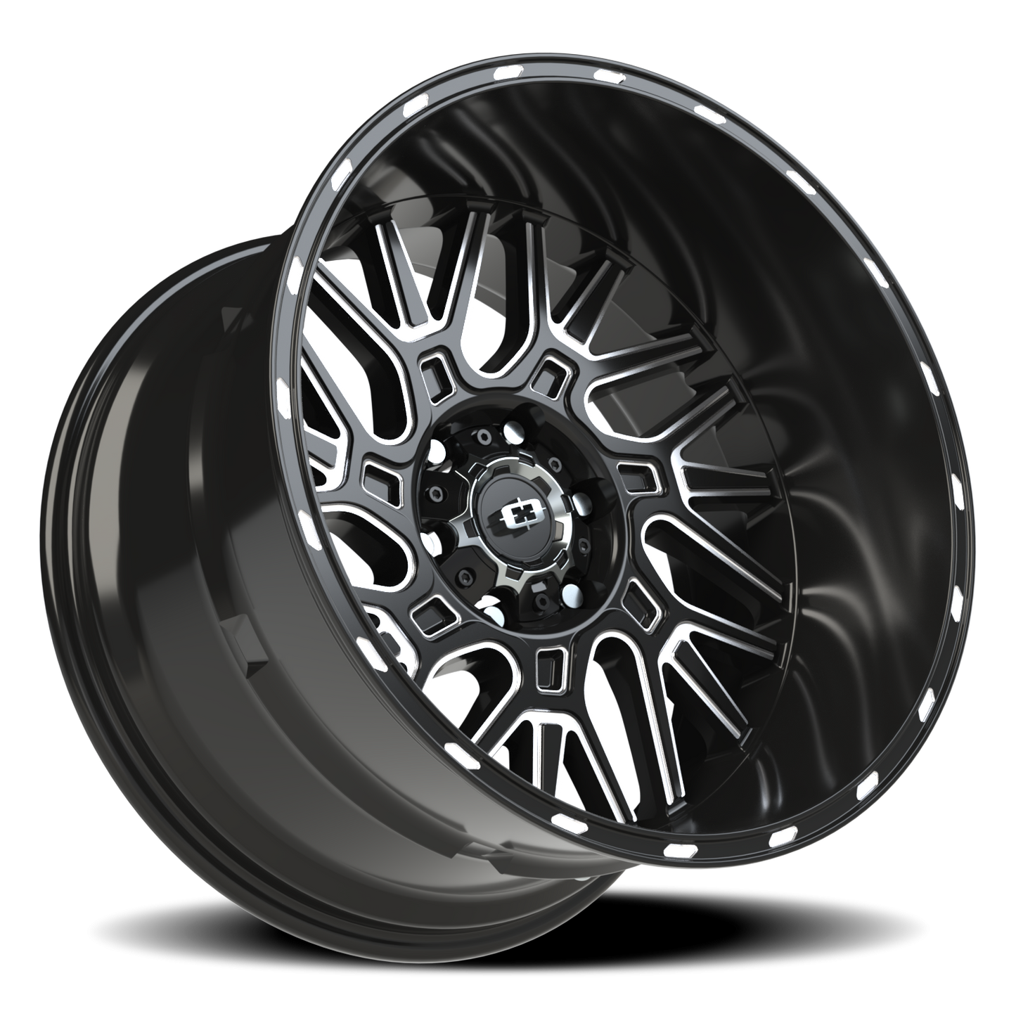 Vision Brawl 20X12 Gloss Black Milled Spoke Wheel