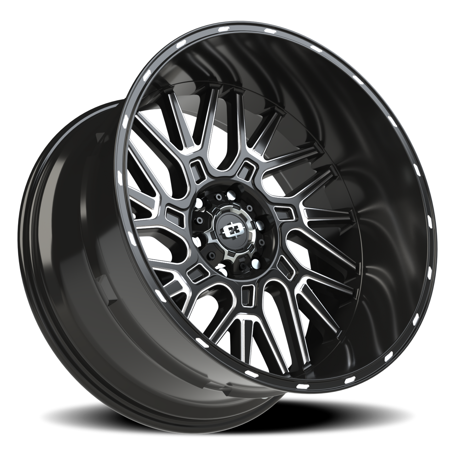 Vision Brawl 22X12 Gloss Black Milled Spoke Wheel