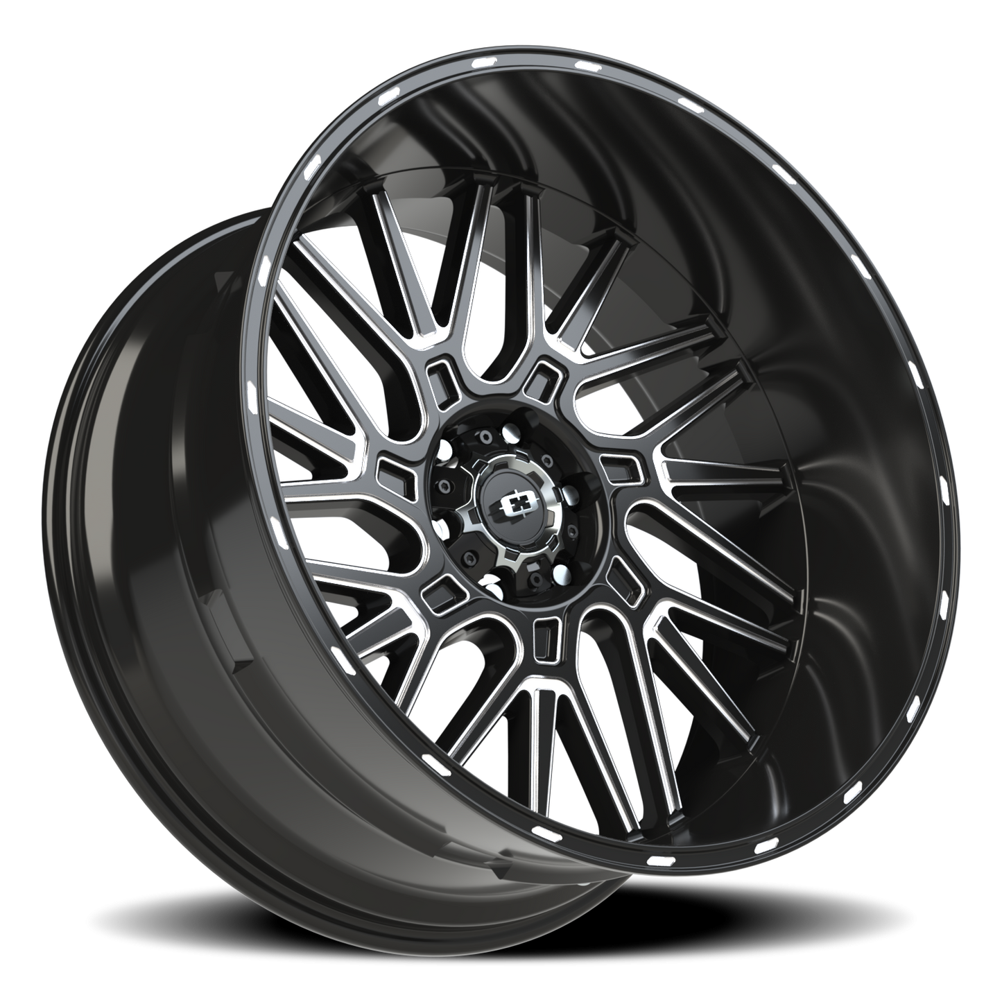 Vision Brawl 24X12 Gloss Black Milled Spoke Wheel