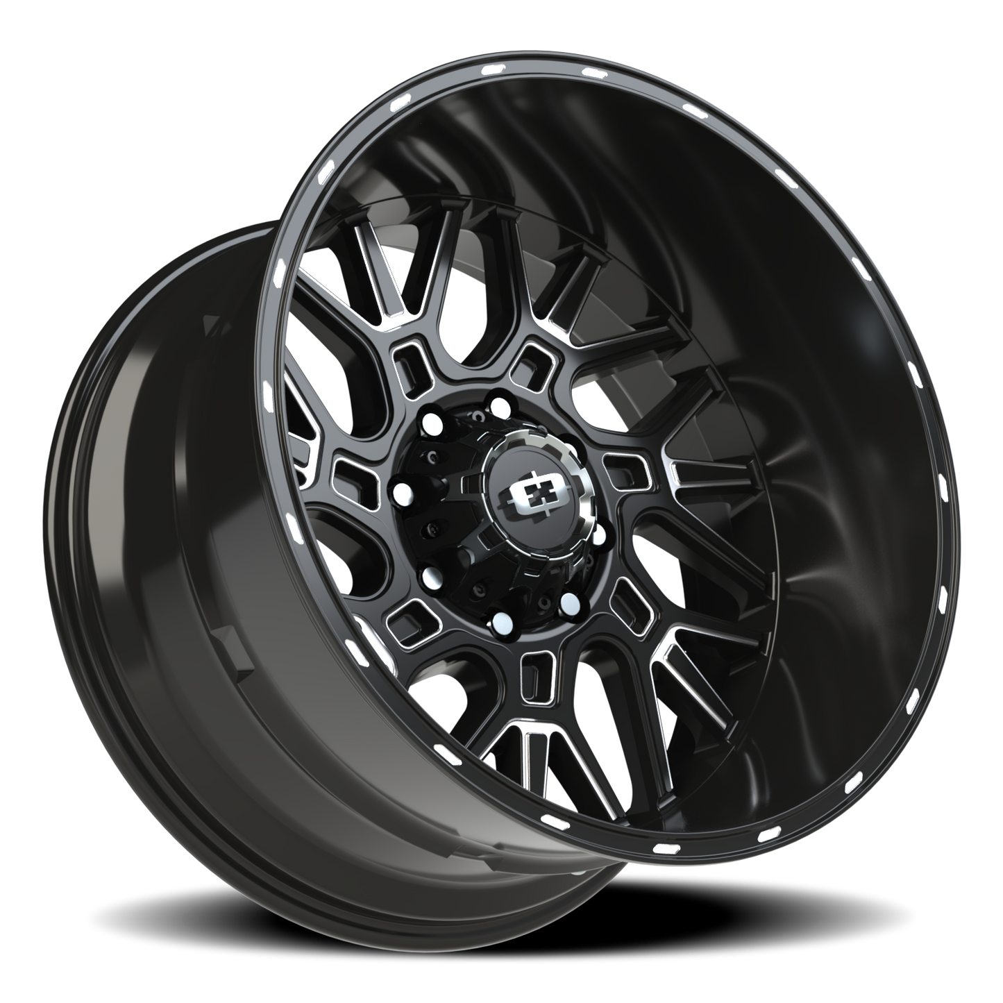 Vision Brawl 22X12 Gloss Black Milled Spoke Wheel