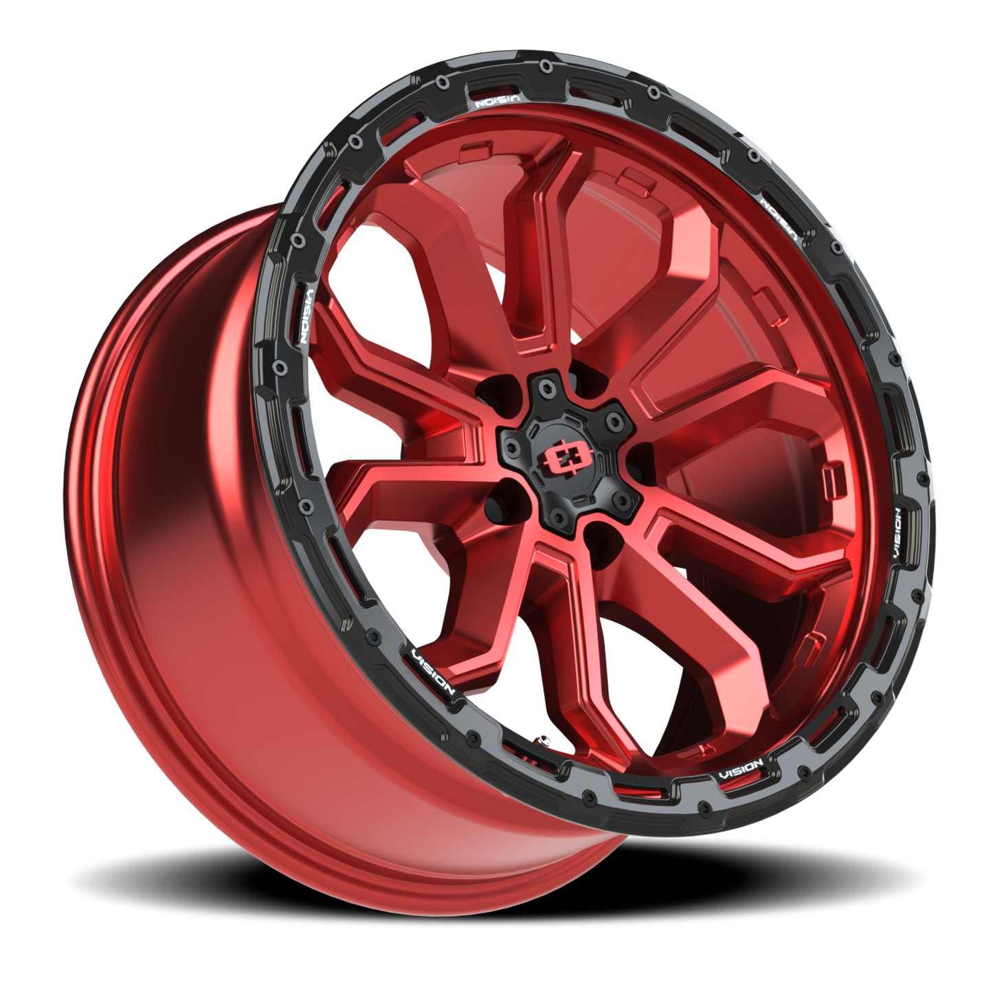Vision Korupt 18X9 Gloss Red w/Gloss Black Lip Wheel