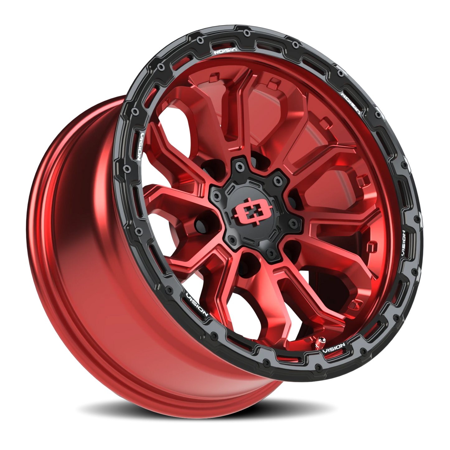 Vision Korupt 16X8 Gloss Red w/Gloss Black Lip Wheel