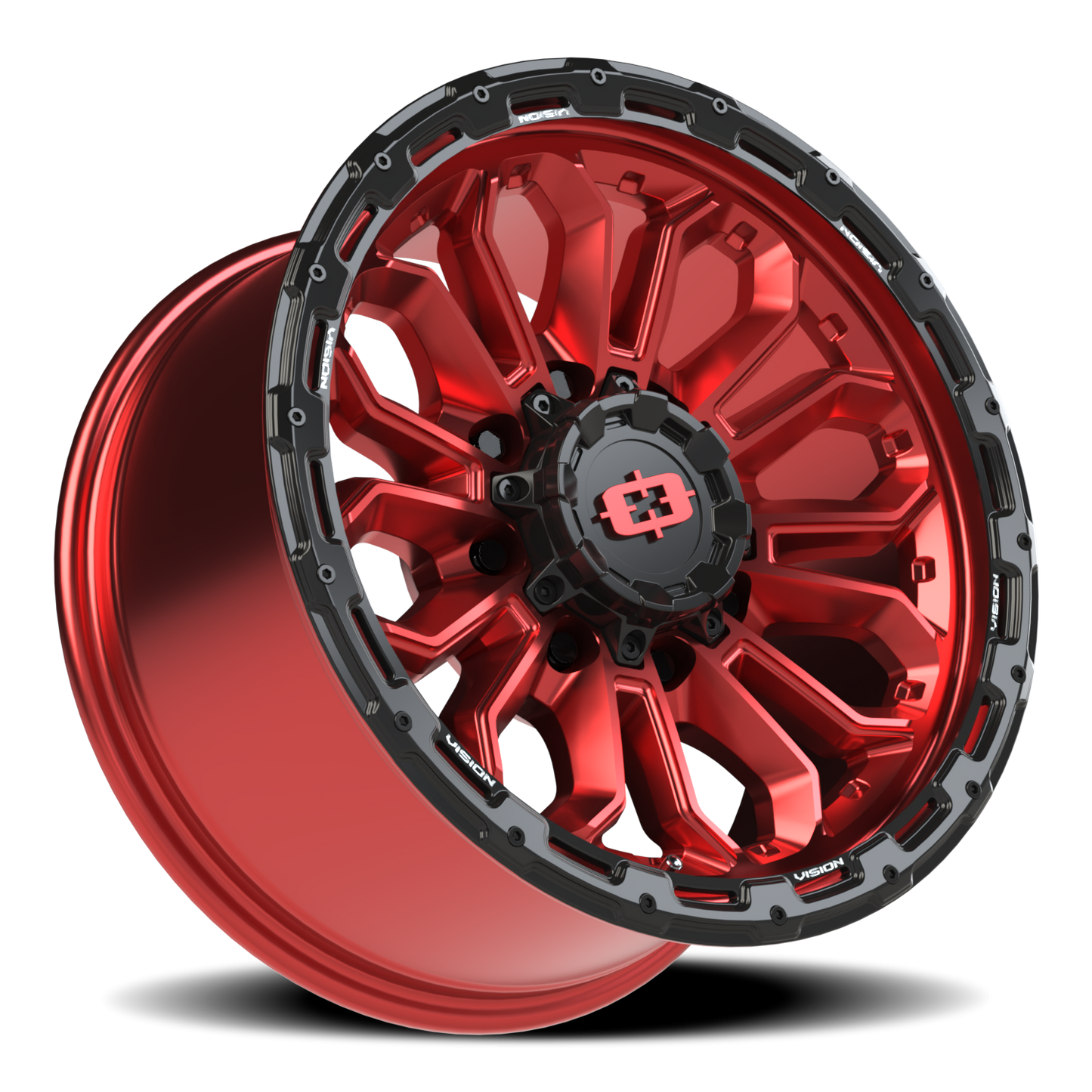 Vision Korupt 18X9 Gloss Red w/Gloss Black Lip Wheel