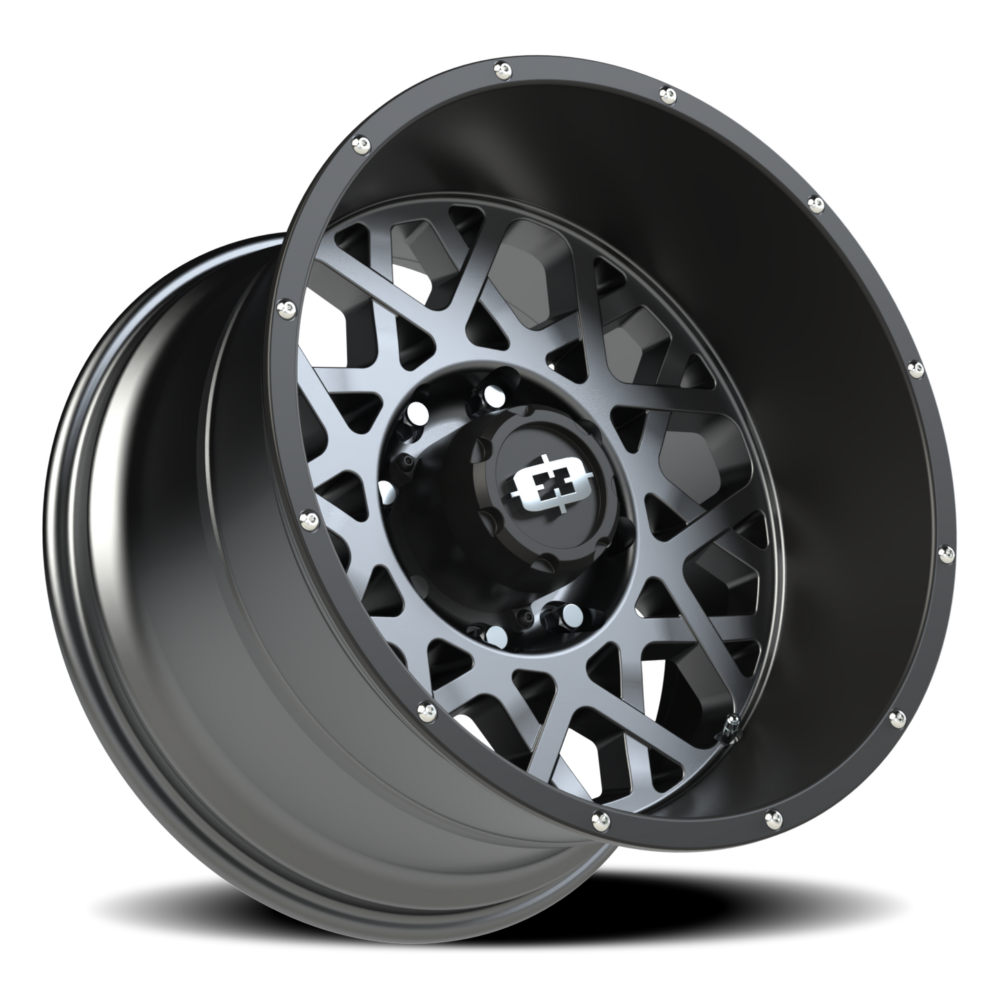 Vision Rocker 20X12 Anthracite with Satin Black Lip Wheel