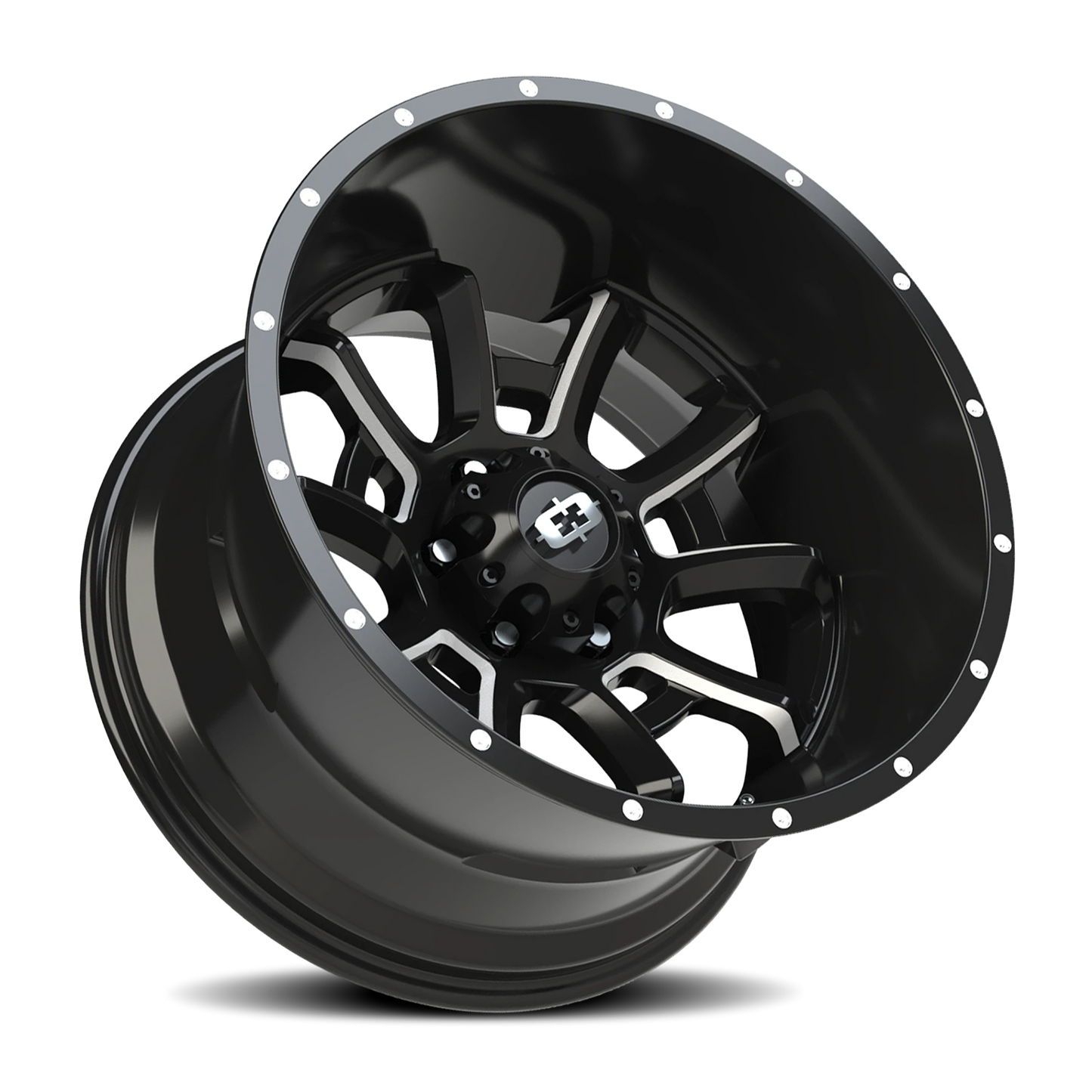 Vision Bomb 20X12 Gloss Black Milled Spoke Wheel