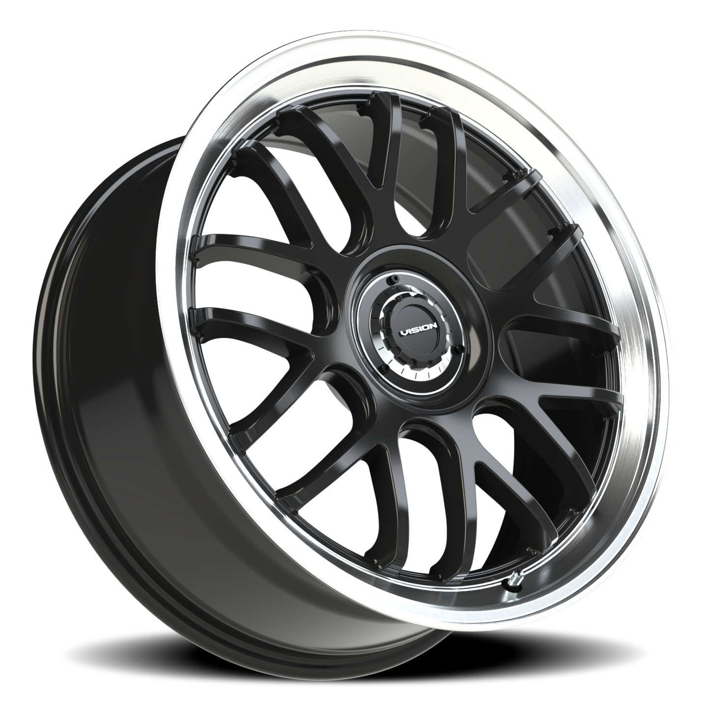 Vision Alpine 20X8.5 Gloss Black Brushed Lip Wheel